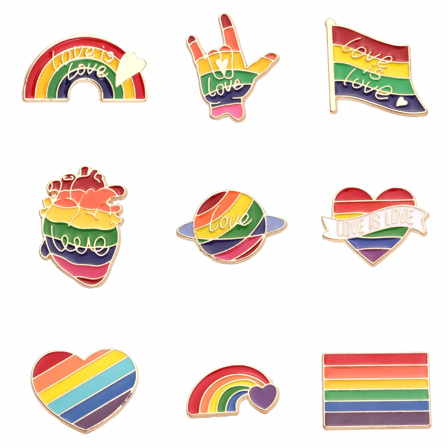 9 Sztuk Przypinka z Duma, Teczowa Duma Flaga Odznaka Gej LGBT Emalia Przypinki Duma Ally Pin Biseksualna Broszka dla Mezczyzn Kobiety Transplciowe Torby na Ubrania Kapelusze