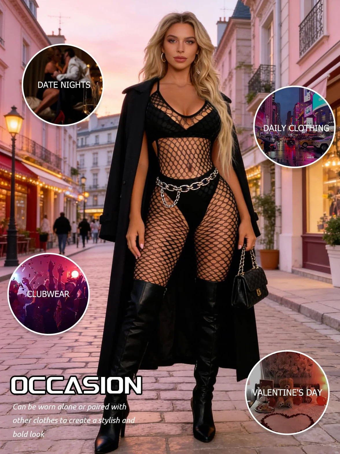 Buitifo Damskie seksowne body rajstopy kabaretki bodycon kombinezon bielizna