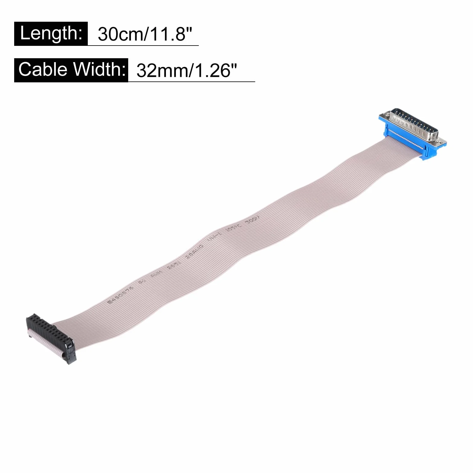 QUARKZMAN 2 sztuki 26-biegunowy kabel płaski szary DB25 wtyczka na FC-26P 2,54 mm wymiar rastra 30 cm długość DB kabel szeregowy do komputera, wyświetlacz LED, DVD z 4 śrubami