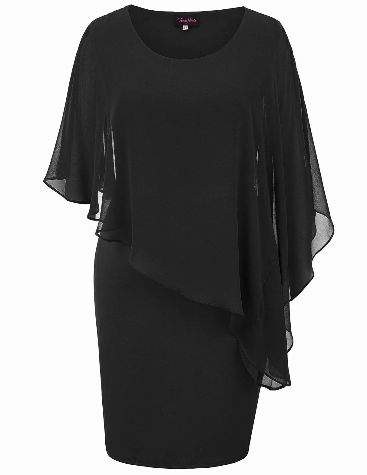 Hanna Nikole Damska sukienka plus size peleryna szyfonowa sukienka koktajlowa formalna sukienka ołówkowa