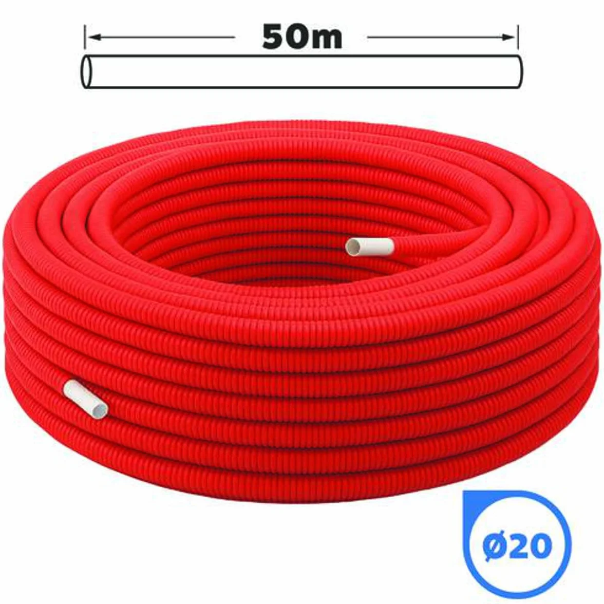 SOMATHERM FOR YOU - Rura Multistrato Przegainowana Czerwona Ø20 w Rolce 50m - Woda Ciepła i Zimna Sanitarna - Tmin 5°C/Tmax 100°C - Maks. Ciśnienie 10 Bar - Bariera Antytlenowa