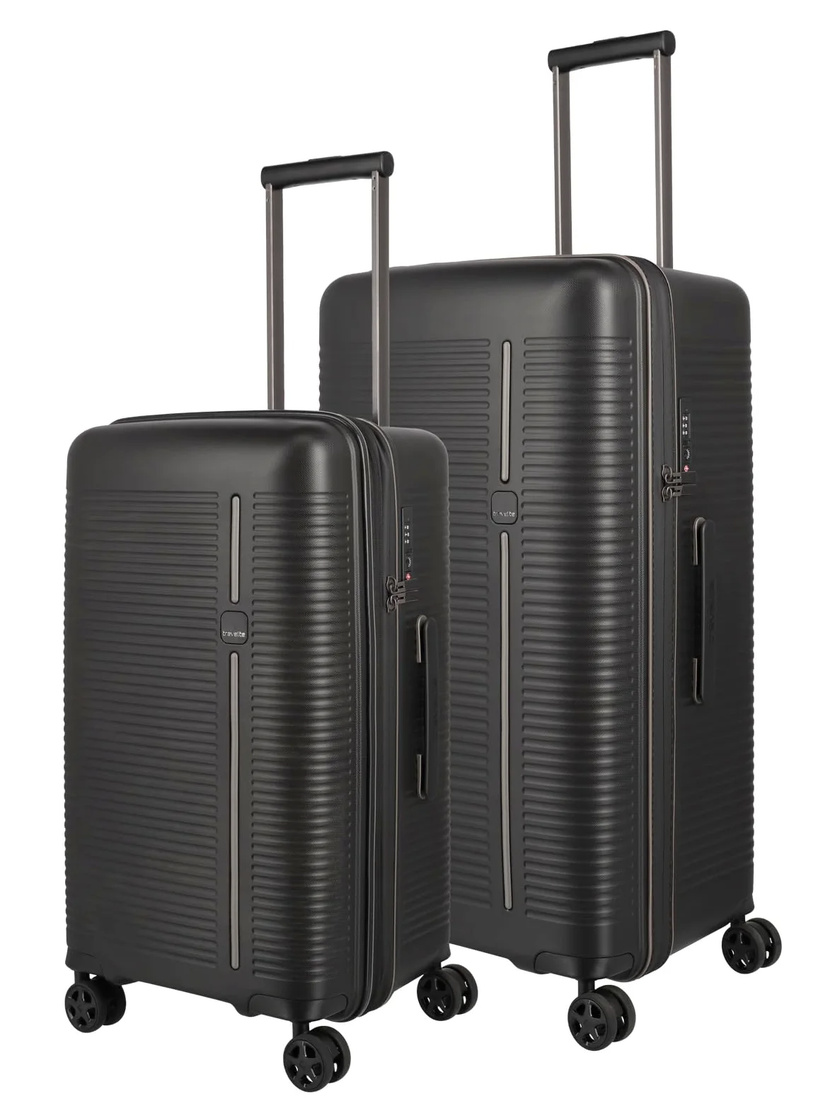 Travelite Walizka podręczna na 4 koła, mała, 37 litrów, czarny, Trolley Set (L/M), Zestaw walizek z twardą obudową
