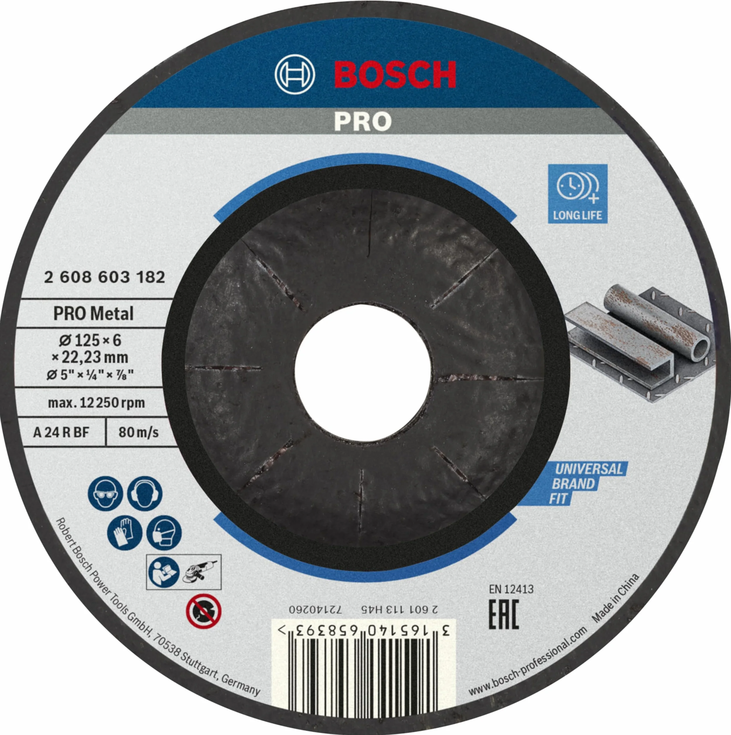 Bosch Professional Tarcza do szlifowania wygięta standard do metalu (do metalu, Ø 125 x 6 mm, akcesoria do szlifierek kątowych)