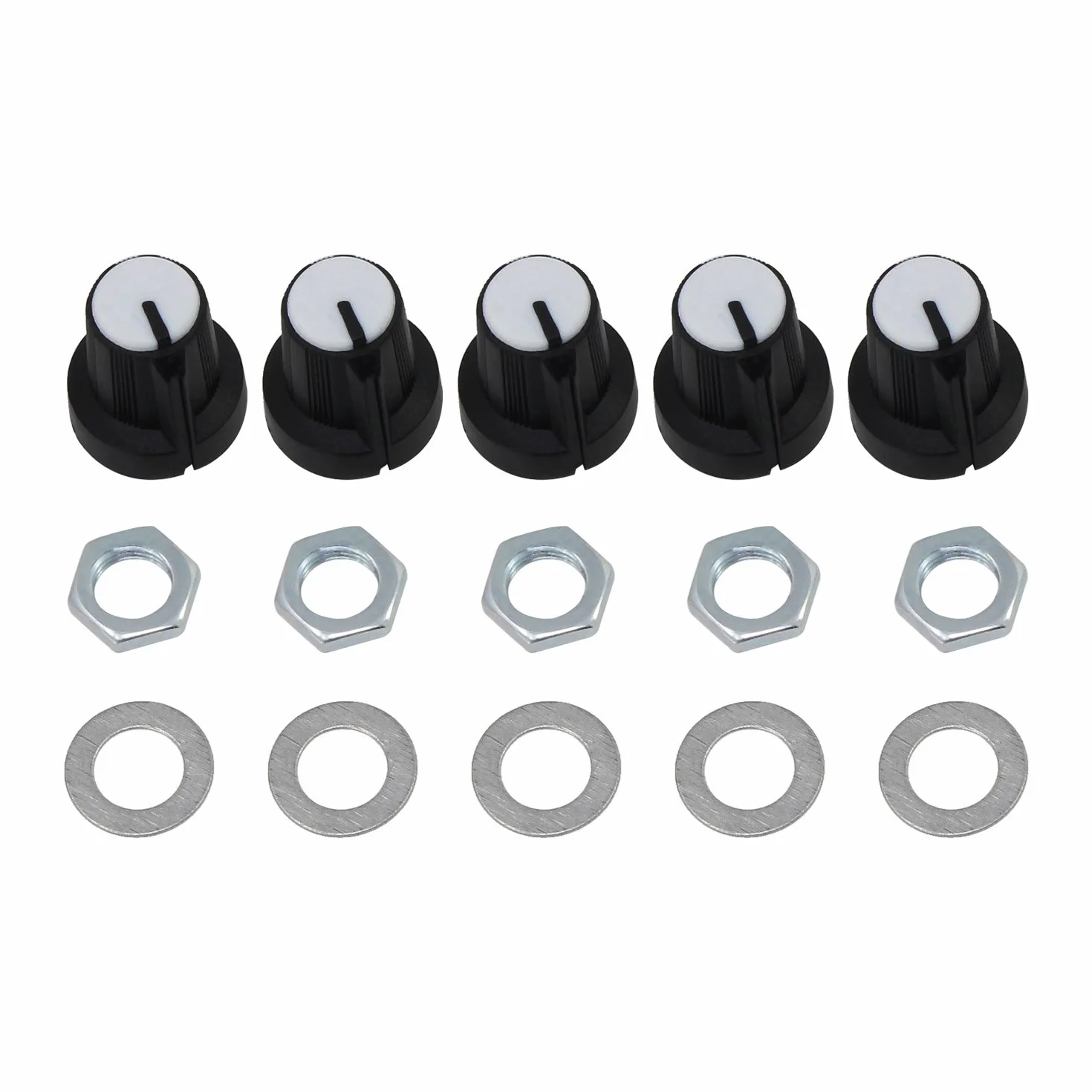 Aussel Termometr liniowy 10K OHM B10K, 3 zaciski, potencjometr obrotowy z nakrętkami i podkładkami, 5 sztuk (B10K-5PCS)