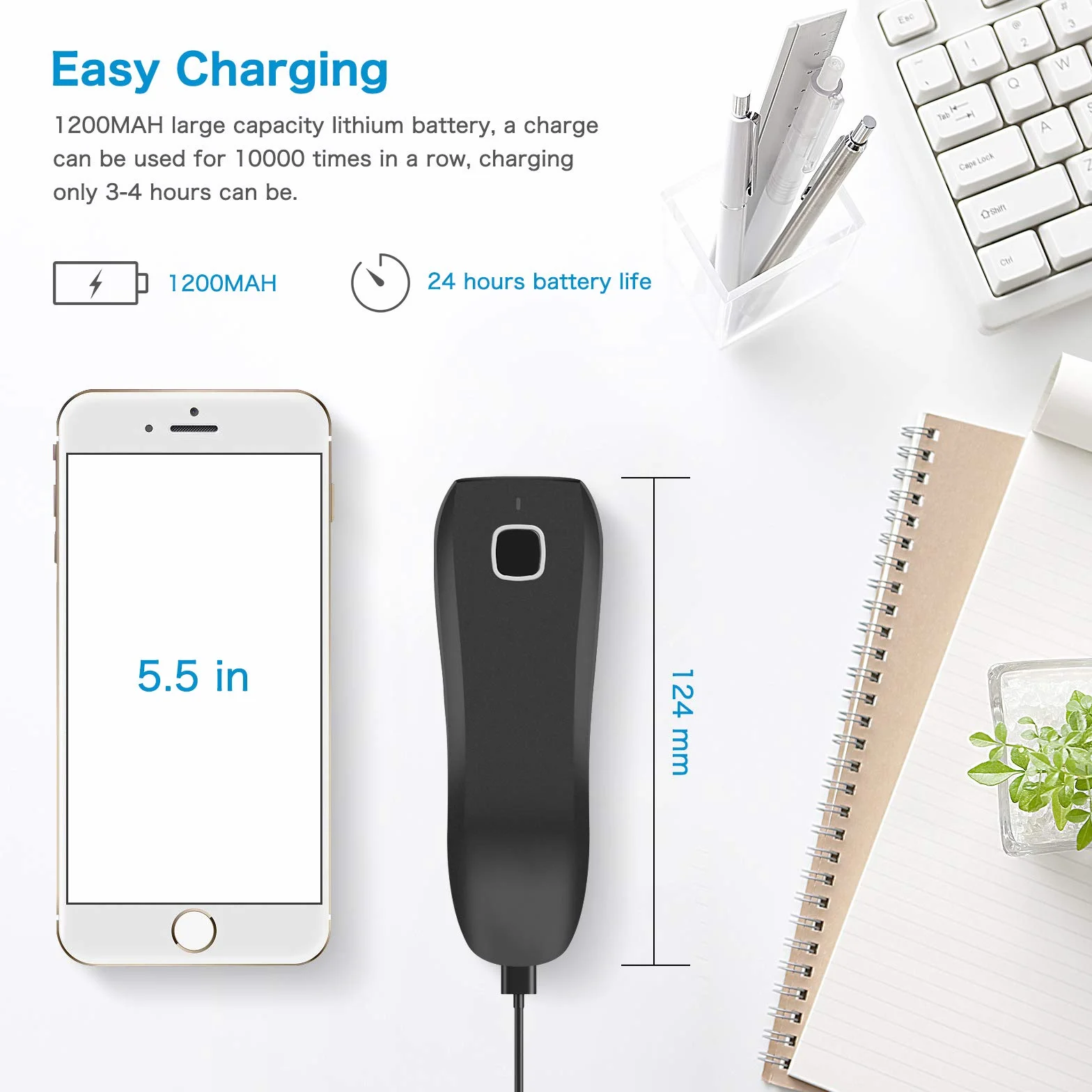 NETUM C990 Skaner kodów kreskowych Bluetooth 2D QR Bezprzewodowy kompatybilny, mały skaner kodów QR USB 1D 2D do inwentaryzacji, czytnik kodów kreskowych na tablet iPhone iPad Android iOS PC POS