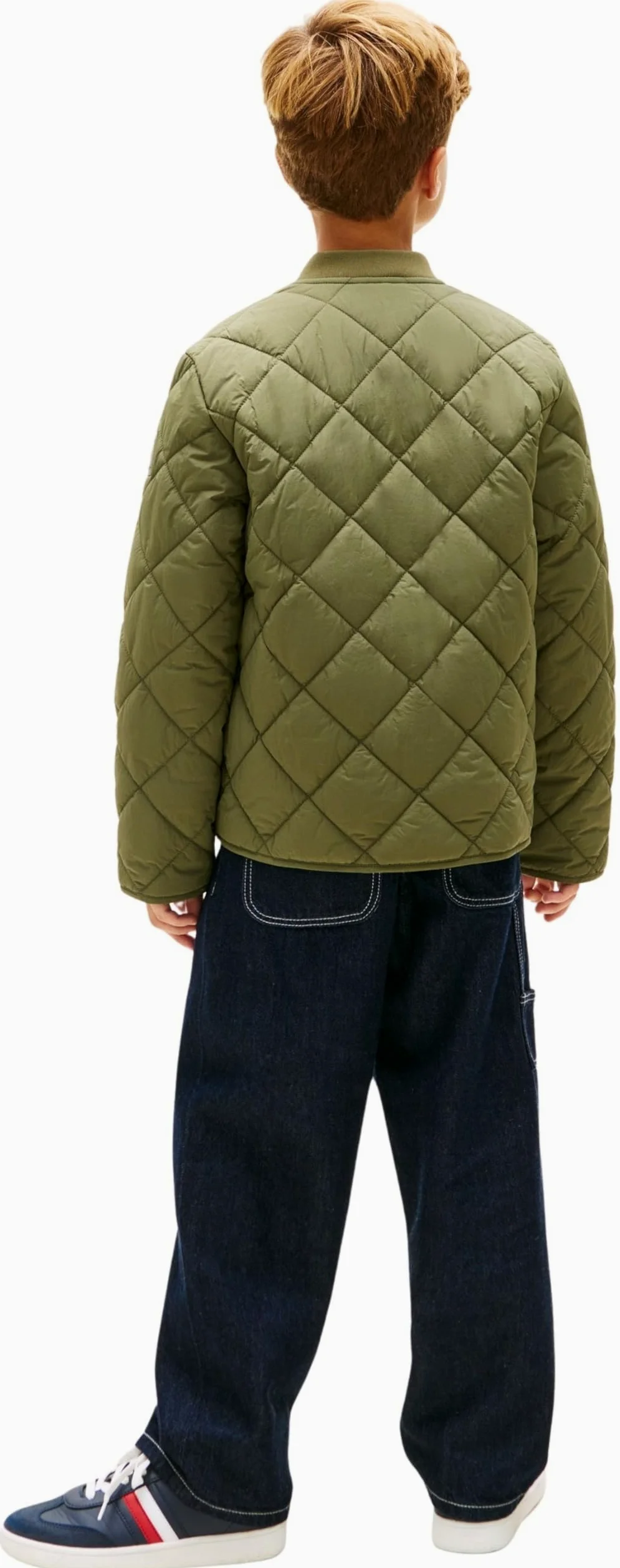 Tommy Hilfiger Pikowana lekka kurtka chłopięca KB0KB10214, zielona (Battle Green), 14 lat