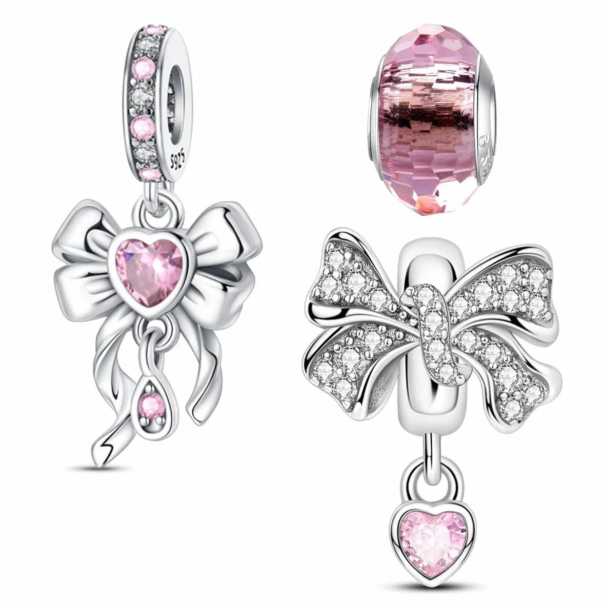 HappyStar Zawieszka ze srebra wysokiej próby 925, koraliki charms, biedronka, koraliki do bransoletek, kompatybilne z damską bransoletką (zawiera separator koralików), Cyrkonia Srebro szterlingowe