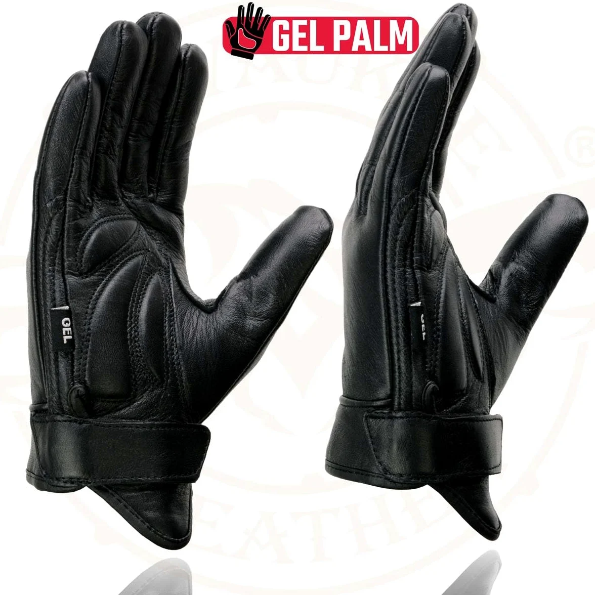 Milwaukee Leather MG7510 skórzane rękawiczki dla mężczyzn, z żelową powierzchnią, czarne