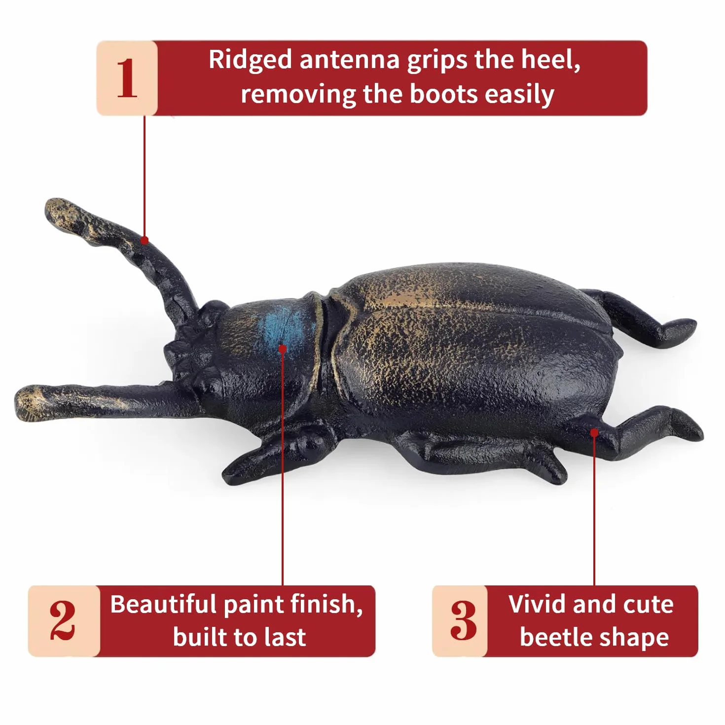 Beetle Narzędzie do usuwania butów, wytrzymały żeliwny podnośnik, ściągacz Coleoptera Welly do usuwania błotnistych kaloszy i butów