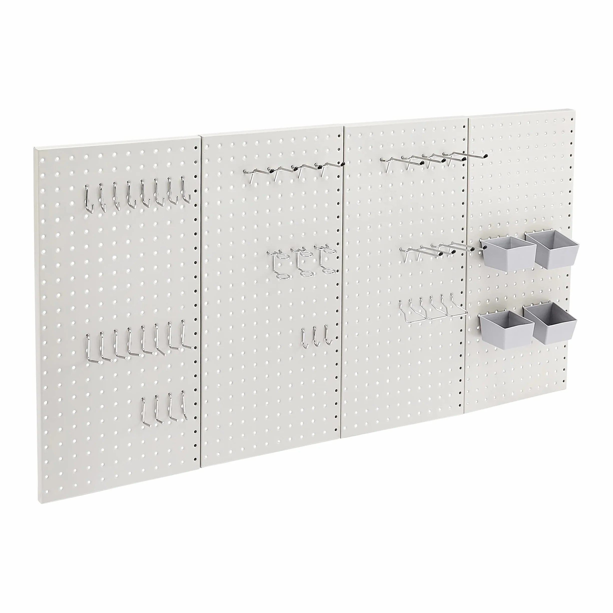 Amazon Basics – zestaw prostokątnych metalowych tablic perforowanych, 48 szt., kolor szary.