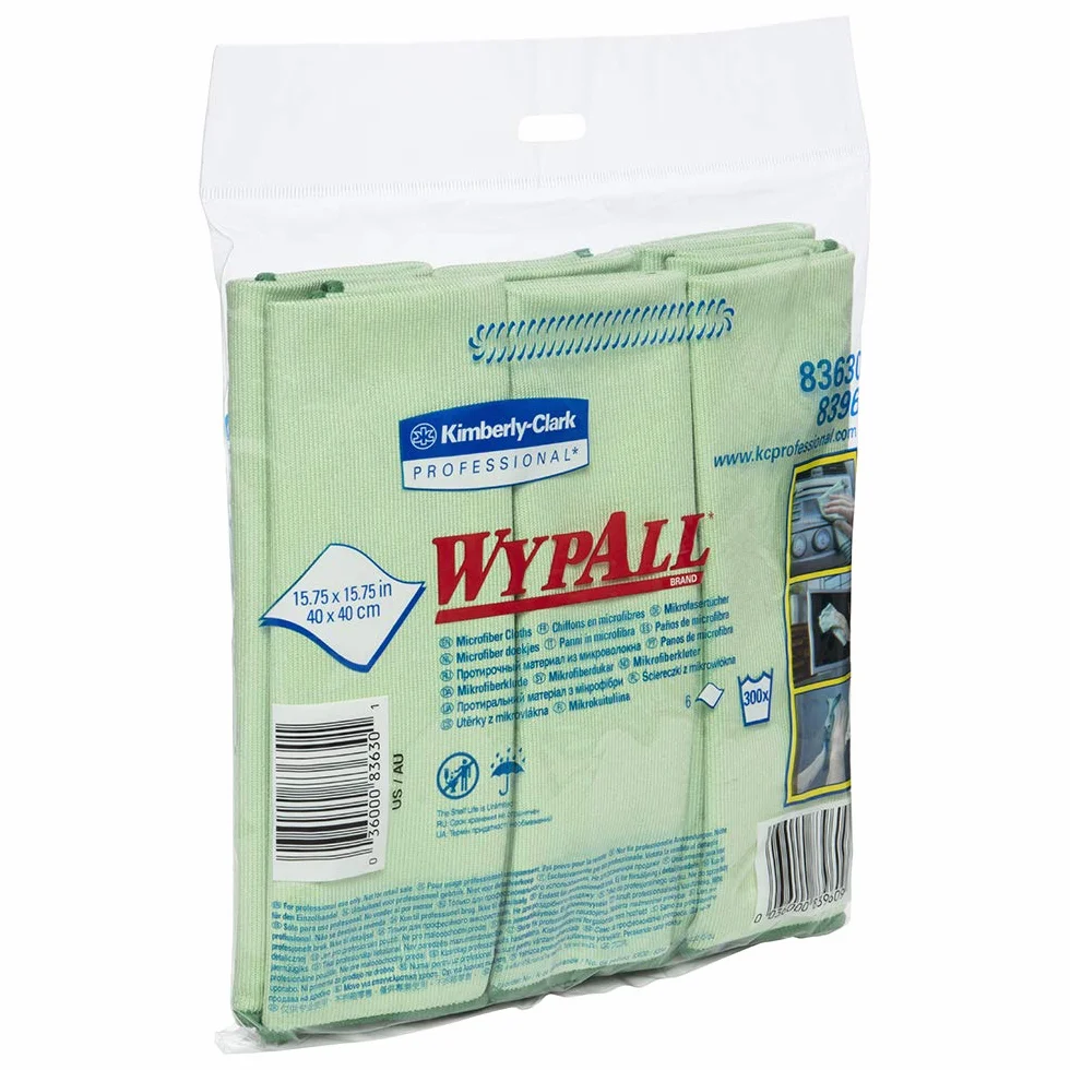 WypAll Ściereczki z mikrofibry 83630CT, wielokrotnego użytku, 15 3/4 x 15 3/4, zielone (opakowanie 24 szt.)