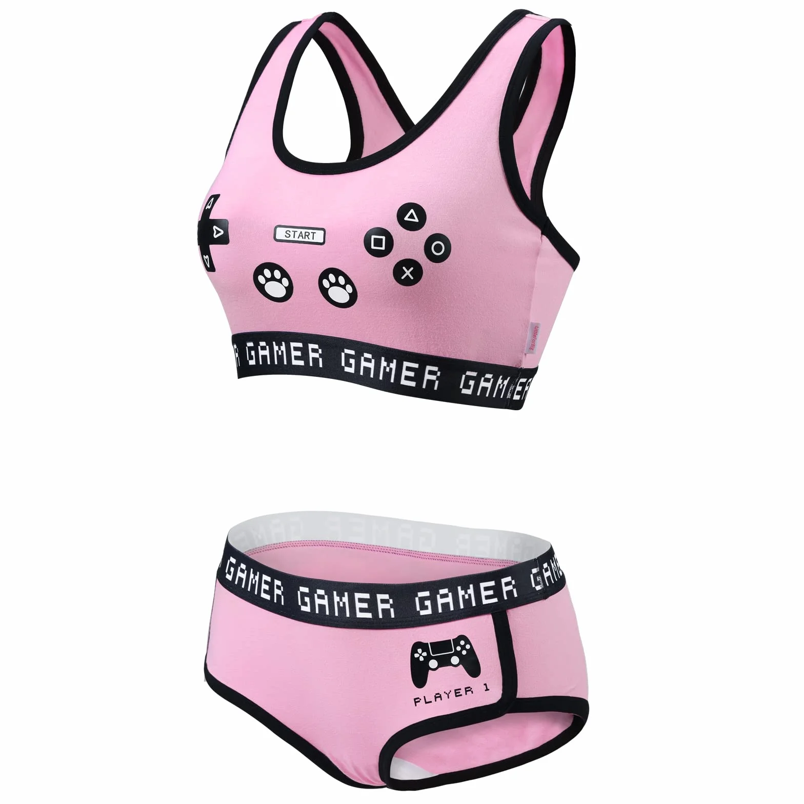 LittleForBig Damska Bawełna Kamizelka i Majtki Sportowy Komplet Bralette Bielizna Nocna Playgirl