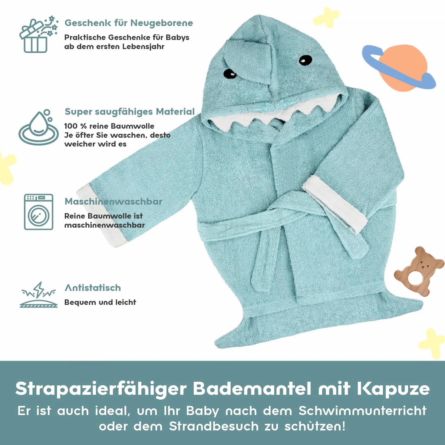 Ręcznik dziecięcy z kapturem: uroczy szlafrok frotte ponczo z kapturem