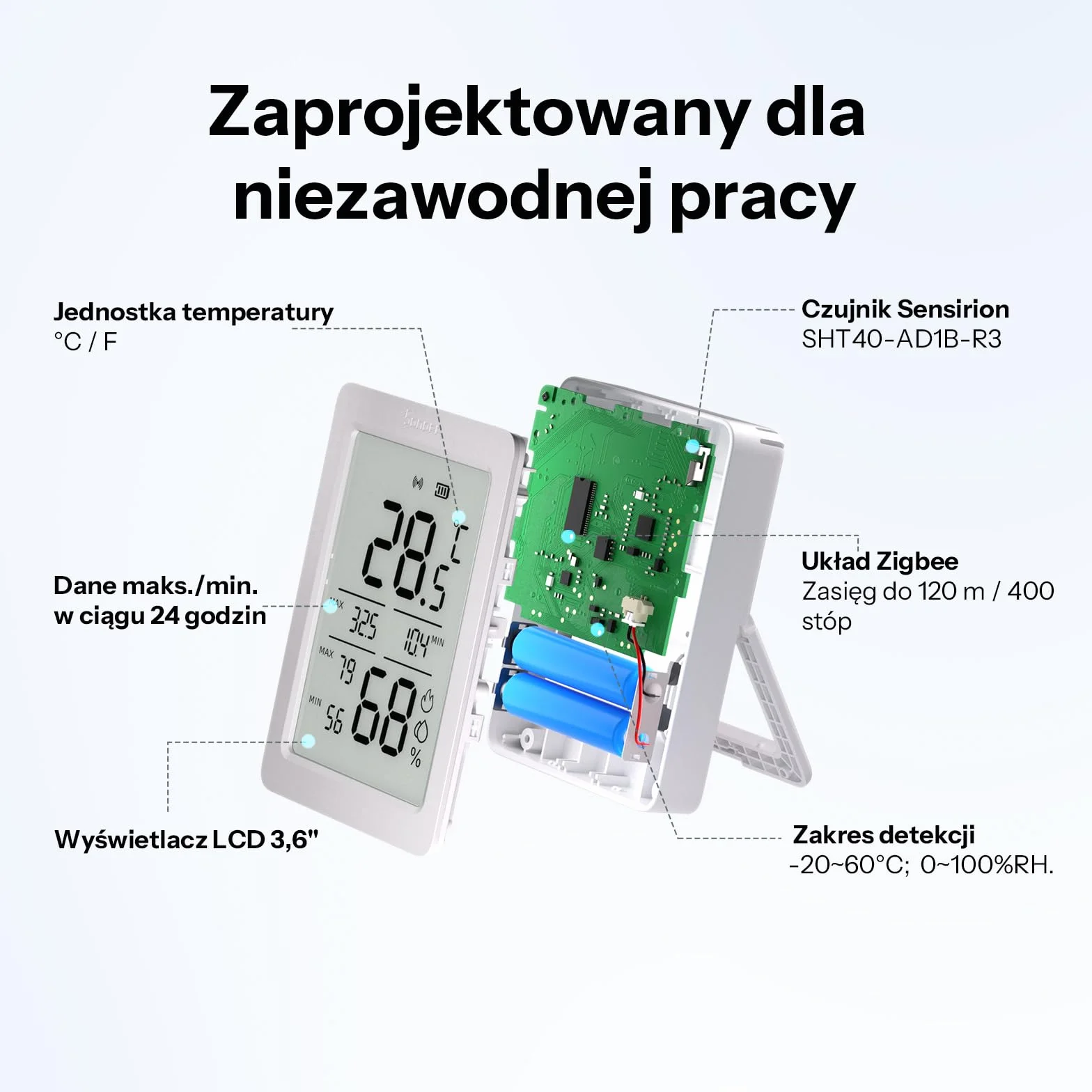 SONOFF AirGuard TH SNZB-02DR2 Czujnik temperatury i wilgotności Zigbee,wyświetlacz LCD 3,6 cala. Termometr higrometr z powiadomieniami w aplikacji,zdalny monitoring szklarni i piwnicy na wino,2 sztuki