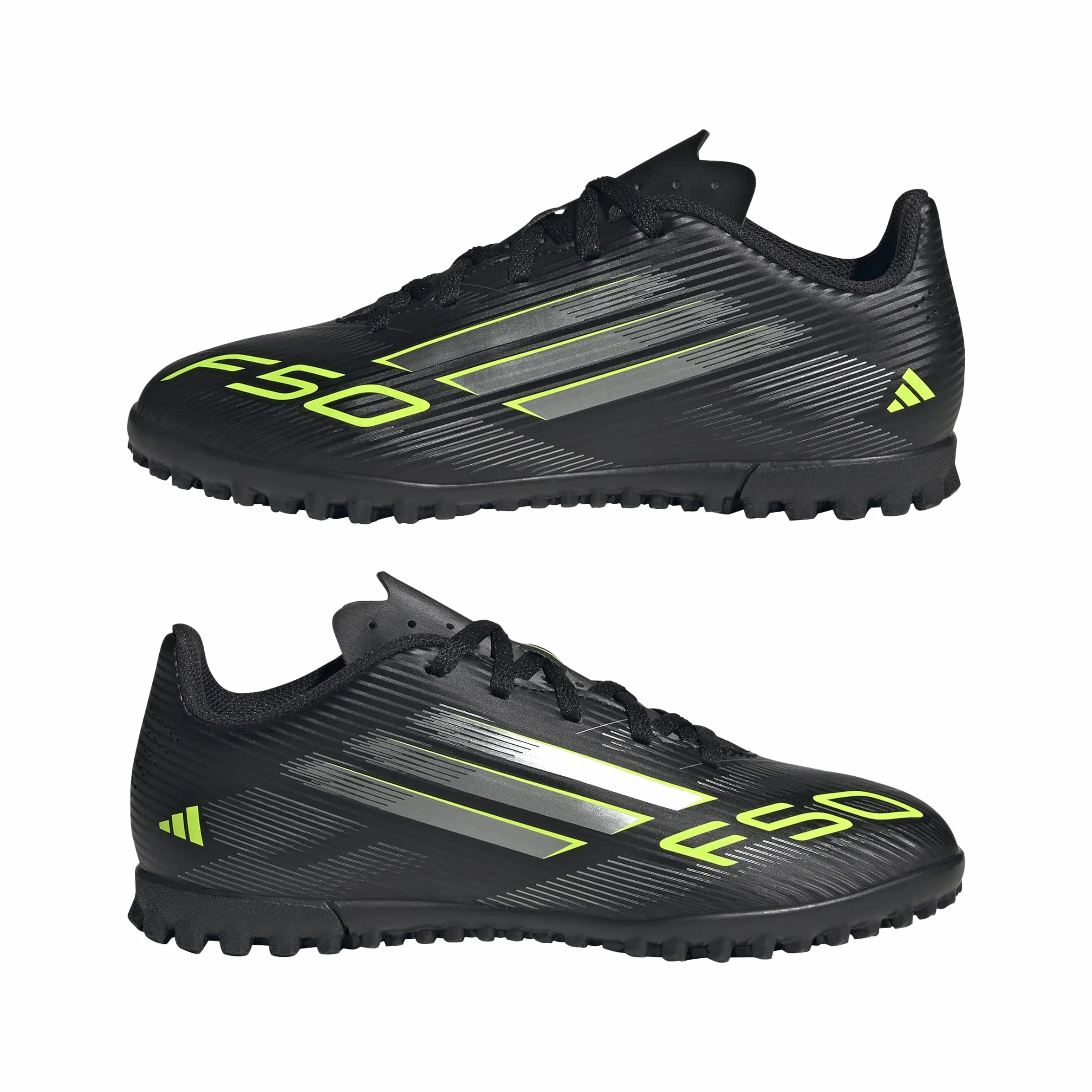 adidas F50 CLUB Turf Football Boots Kids, core black/iron met./lucid lemon, 36 2/3 EU