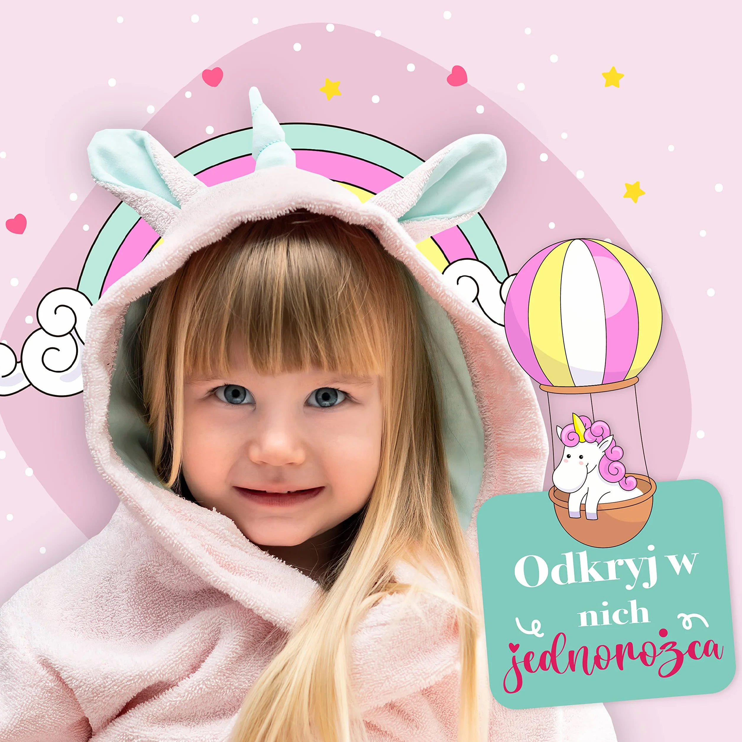 Twinzen Dziecięcy szlafrok kąpielowy z jednorożcem, dla chłopców i dziewczynek, 100% bawełna Öko-Tex®