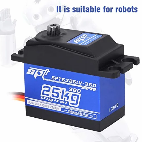 Tbest Cyfrowe Serwo, 1500 μs/330 Hz Obrót o 360 stopni 25 kg Standardowe Cyfrowe Serwo do Robota Samochodowego RC