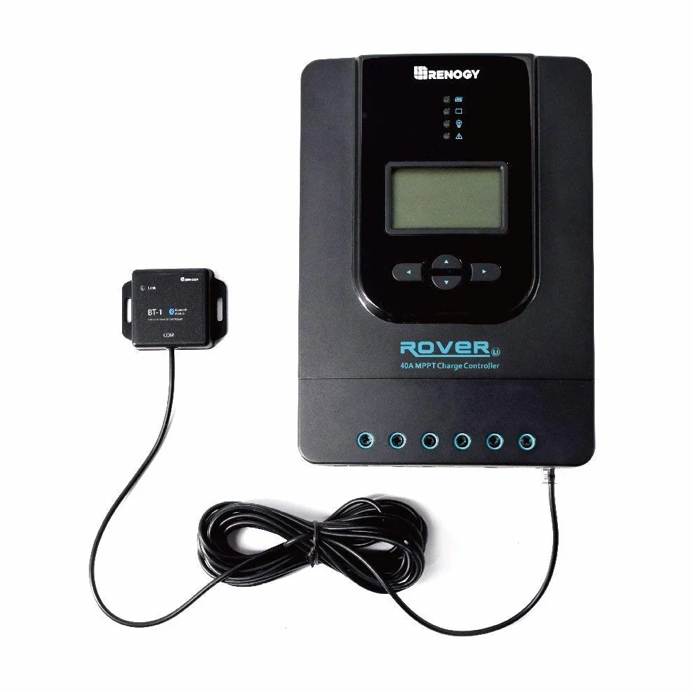 Renogy 40 A 12/24 V MPPT solarny regulator ładowania Bluetooth z ekranem LCD, do akumulatorów AGM, żelowych i litowych