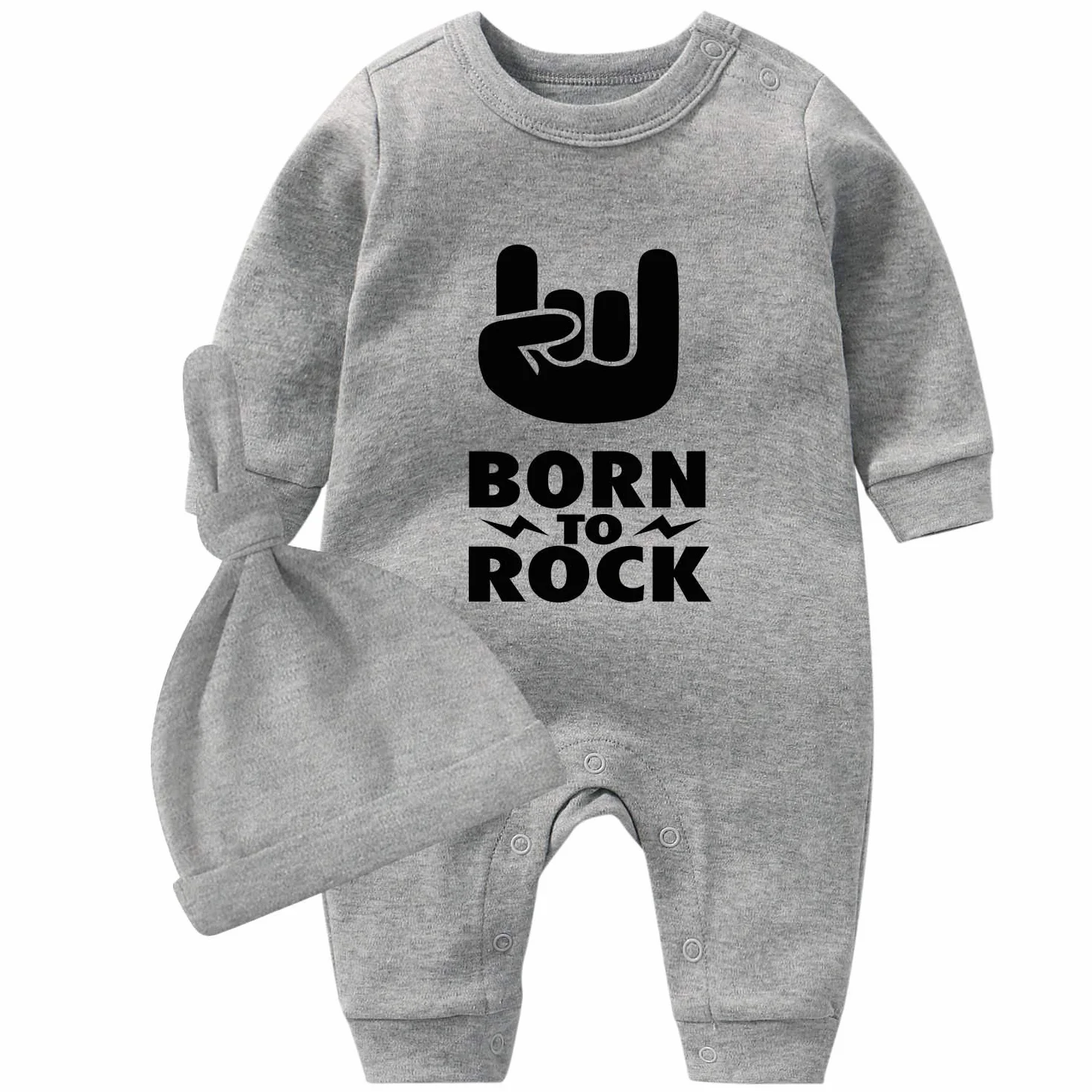 Strój dziecięcy zestaw Baby Loves Rock Print z długim rękawem odzież dla niemowląt noworodki ubrania dla niemowląt