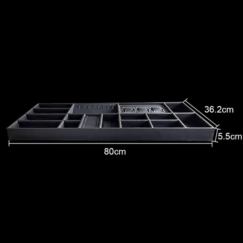 Organizer na biżuterię z przegródkami do szuflad szare wkładki do przechowywania biżuterii na naszyjniki, pierścionki i bransoletki - 70 x 36,2 x 5,5 cm gablota