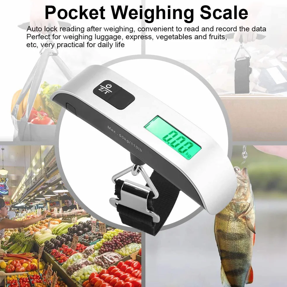 Waga bagażowa cyfrowa 50 kg z ekranem LCD podświetleniem