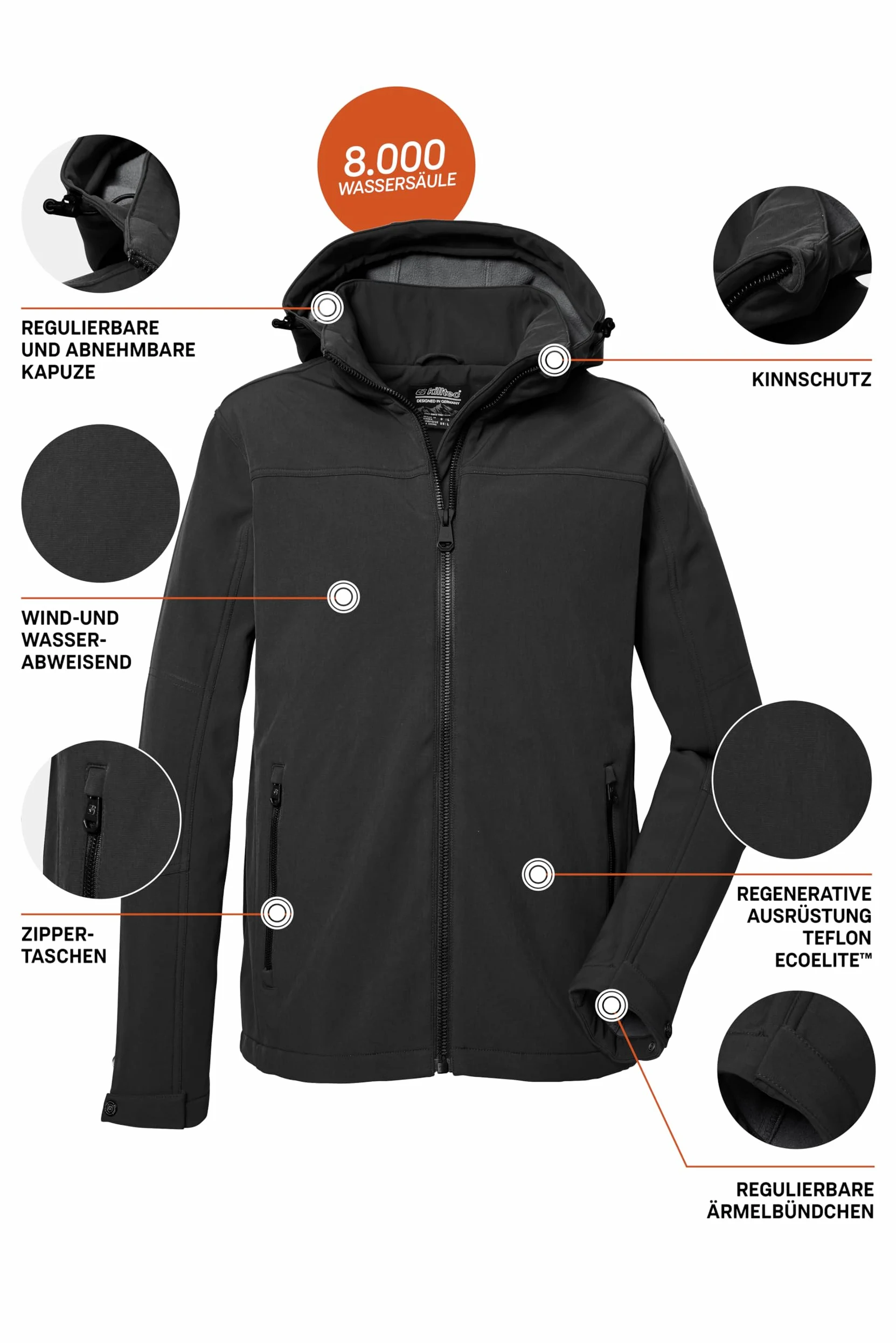 Killtec Kurtka typu softshell/kurtka outdoorowa z odpinanym kapturem Mężczyźni Herren Softshelljacke
