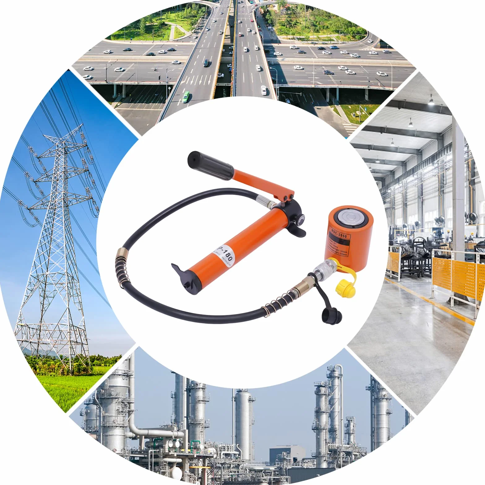 Siłownik hydrauliczny, podnośnik, siłownik hydrauliczny, zestaw do montażu, przenośny podnośnik hydrauliczny 20T 50 mm z ręczną pompą hydrauliczną 70 Mpa 350 CC do naprawy samochodów, ciężarówek