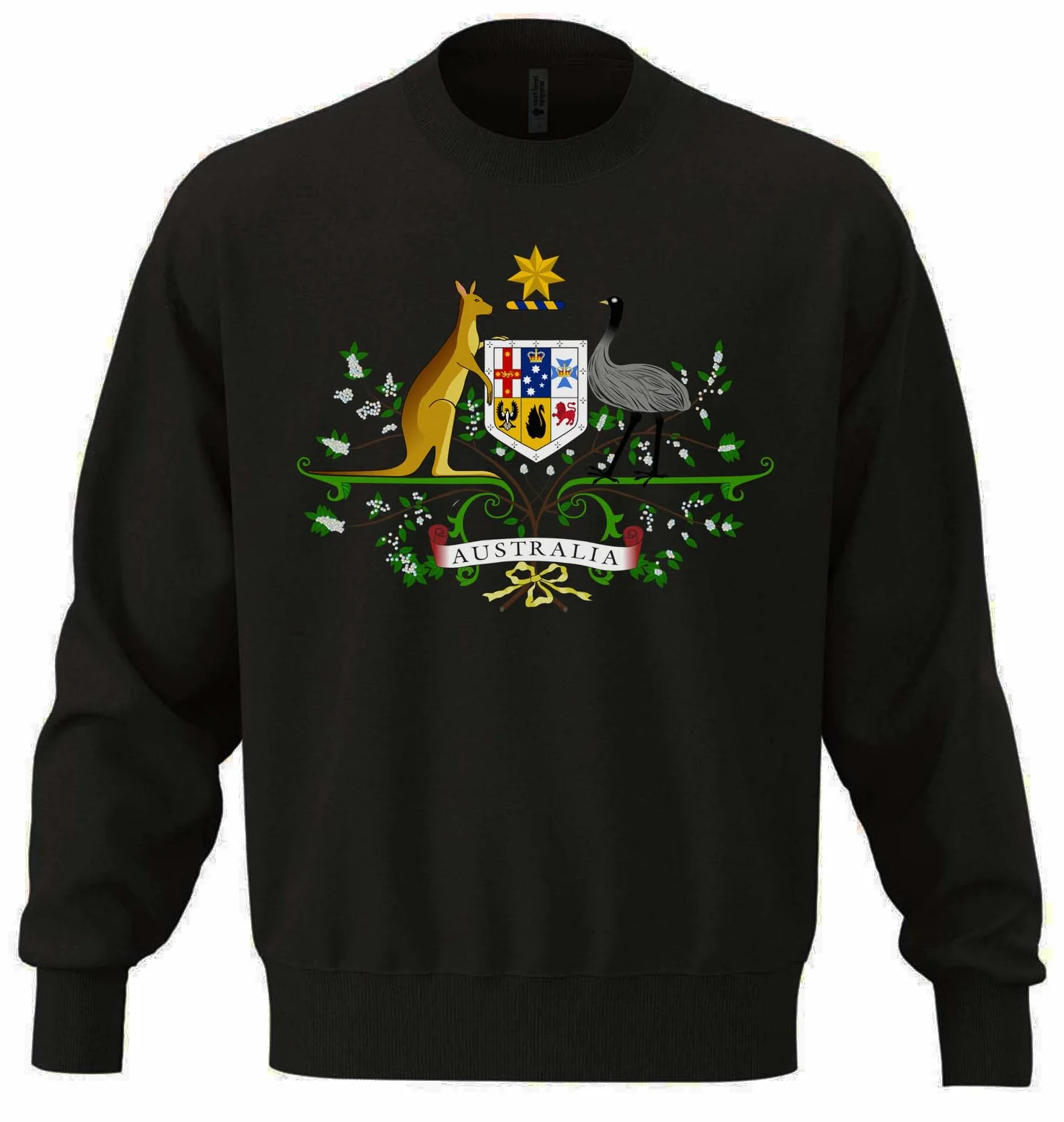 Australijski herb unisex oversize mieszanka bawełny ciężka bluza czarna