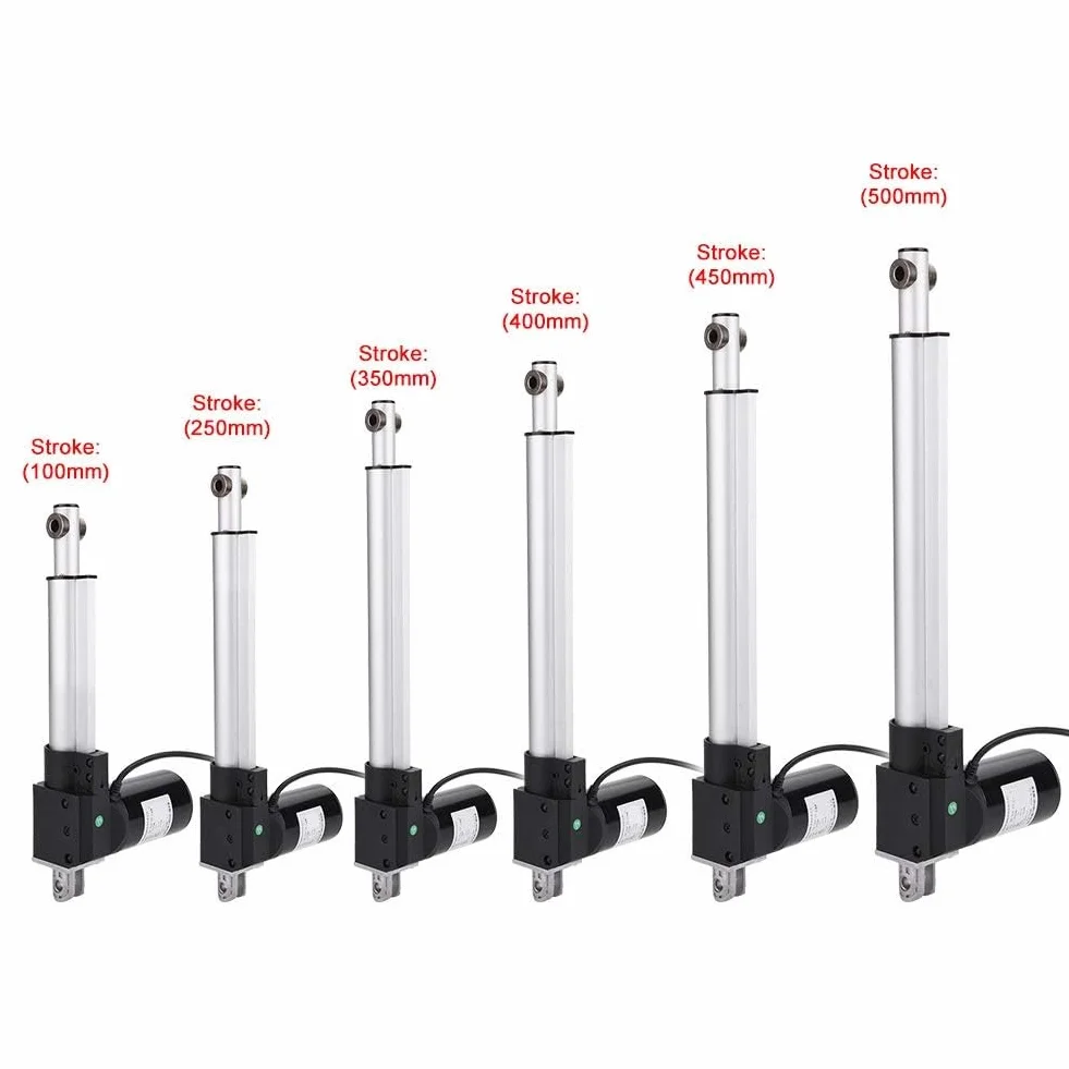 Siłownik liniowy DC 12 V 24 V 50 mm 100 mm 200 mm 300 mm 350 mm 400 mm 500 mm 600 mm, wytrzymałość 6000 N, skok silnika elektrycznego z końcem skoku (rozmiar: 24V-350mm-10mm/s-4000N)