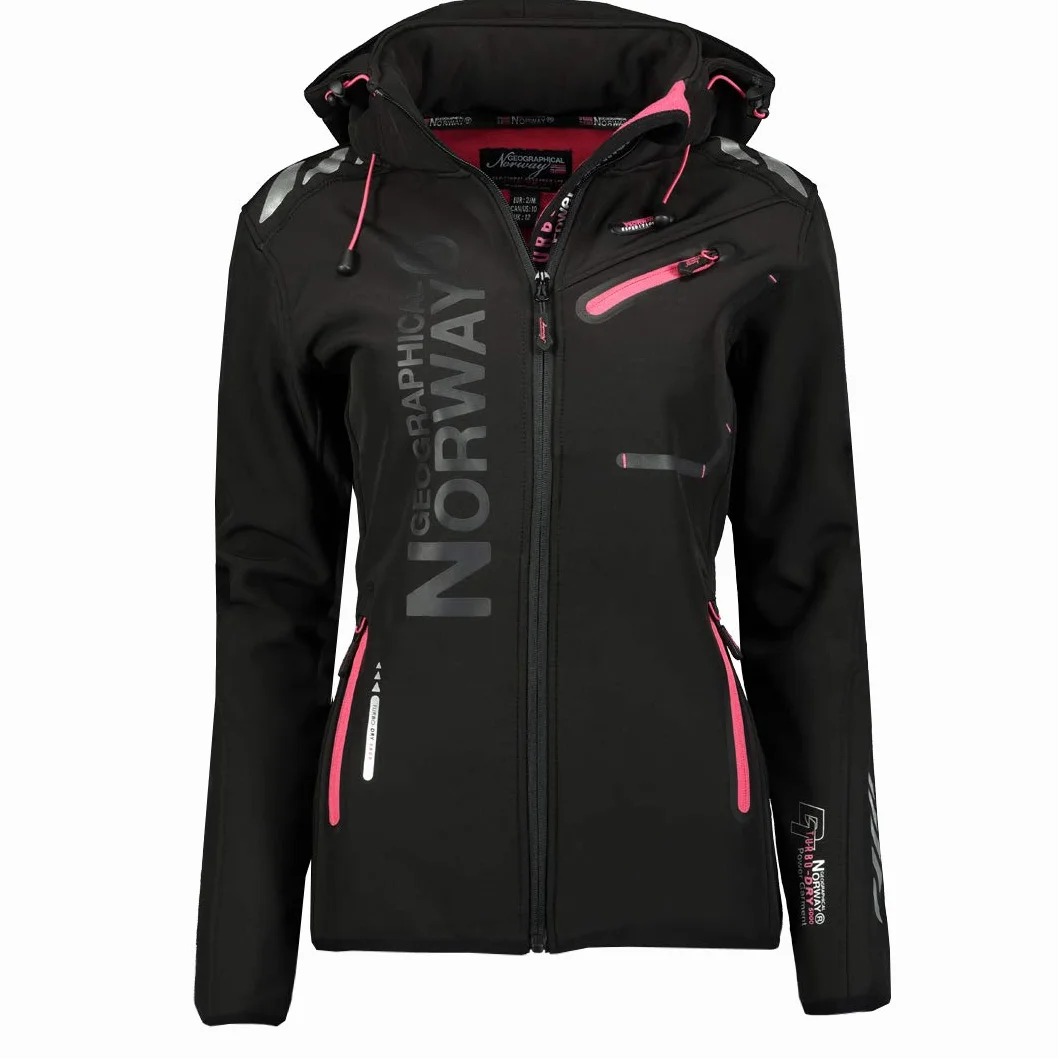 Geographical Norway REINE BELL damska kurtka softshell, kurtka zimowa, kurtka polarowa z kapturem dla kobiet, wodoodporna kurtka z długim rękawem, damska parka
