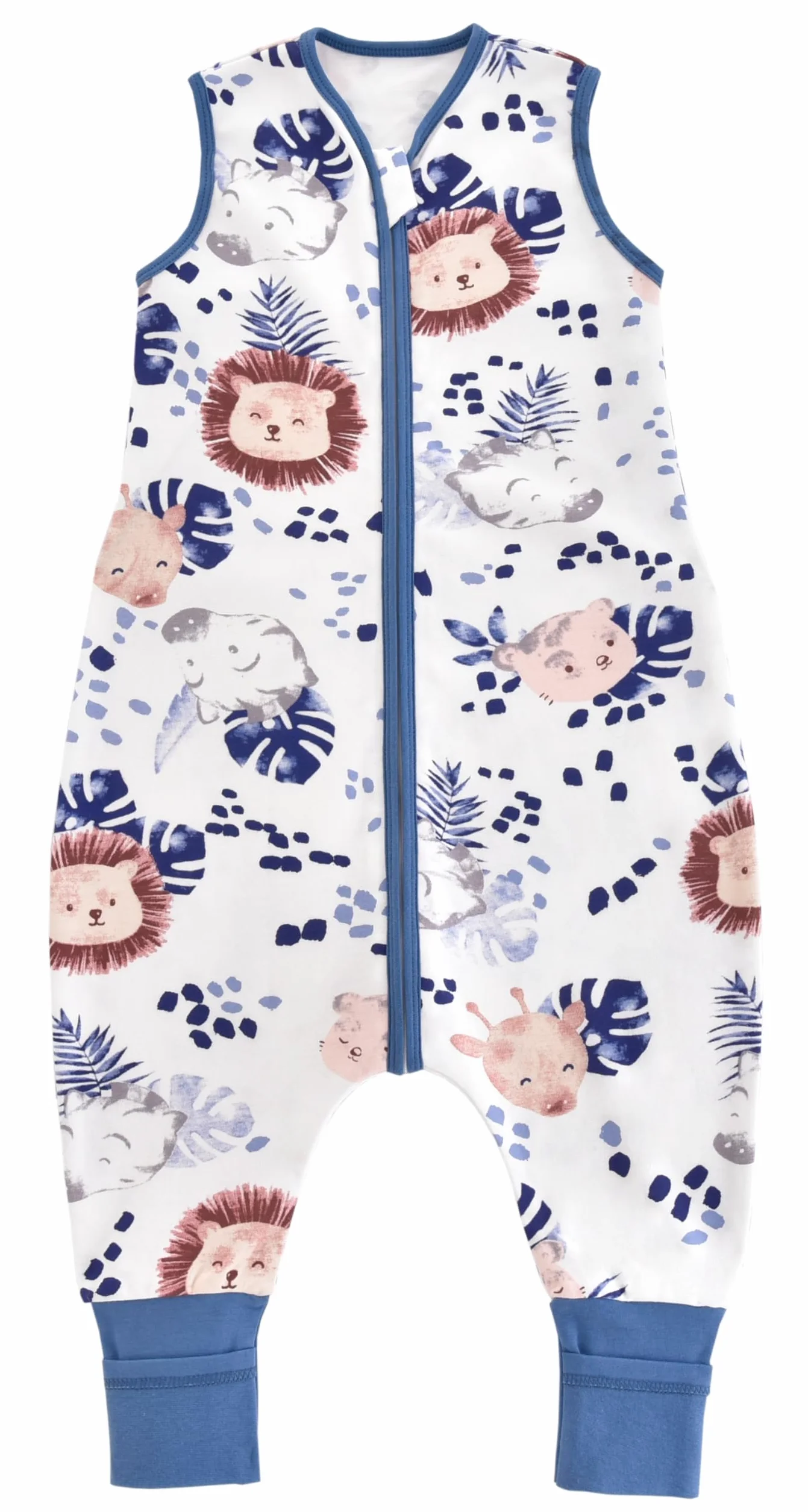 Chilsuessy śpiworek niemowlęcy z nogawkami, 1,5 TOG, 100% bawełna, całoroczny śpiworek dla dzieci, zebra, 70 cm / wzrost dziecka 75-85 cm