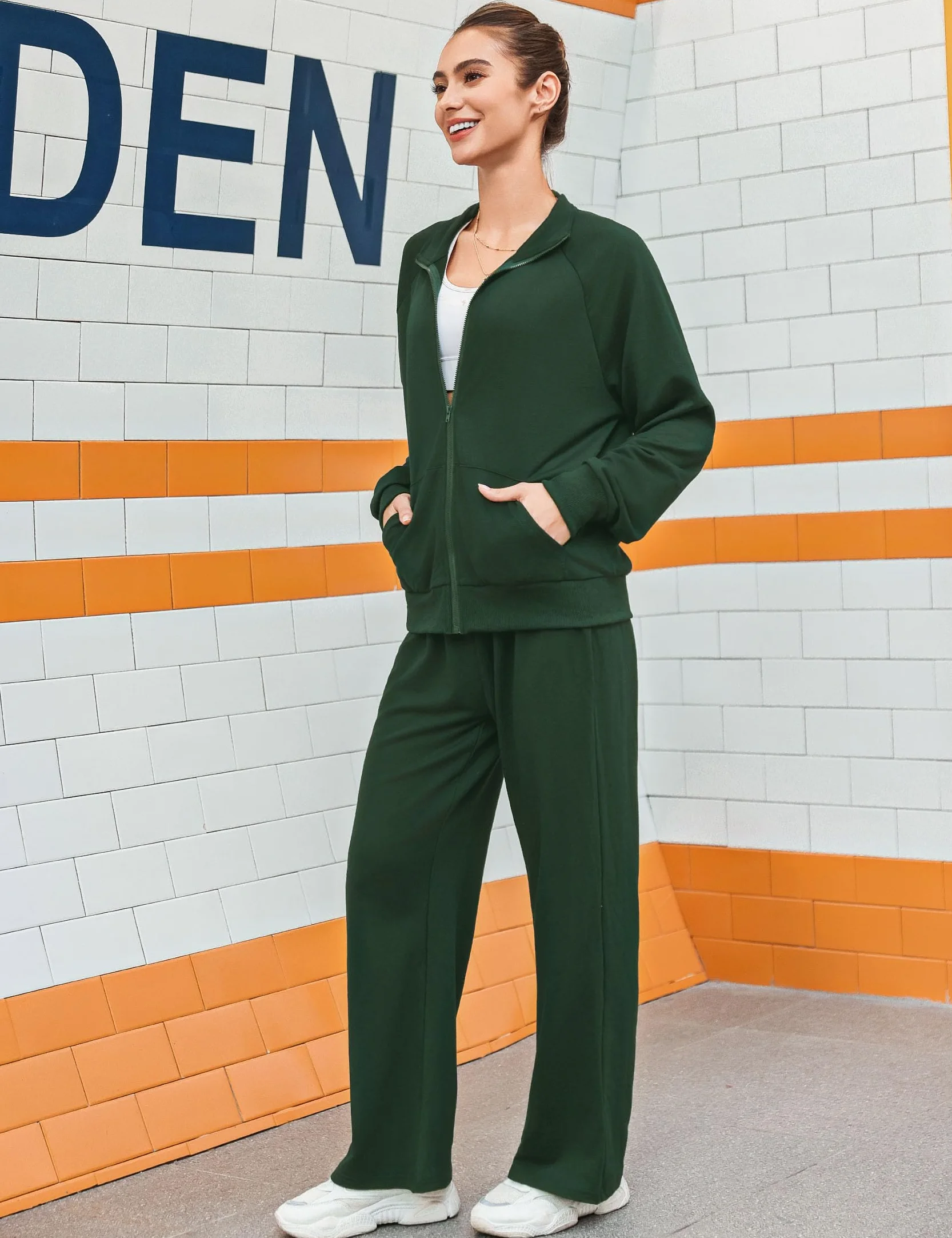 Terecey Damski dres do joggingu, dres treningowy, dwuczęściowy zestaw z zamkiem błyskawicznym i kieszeniami, kurtka i ściągacz, spodnie sportowe, zestaw do uprawiania sportu, fitnessu, S-XXL