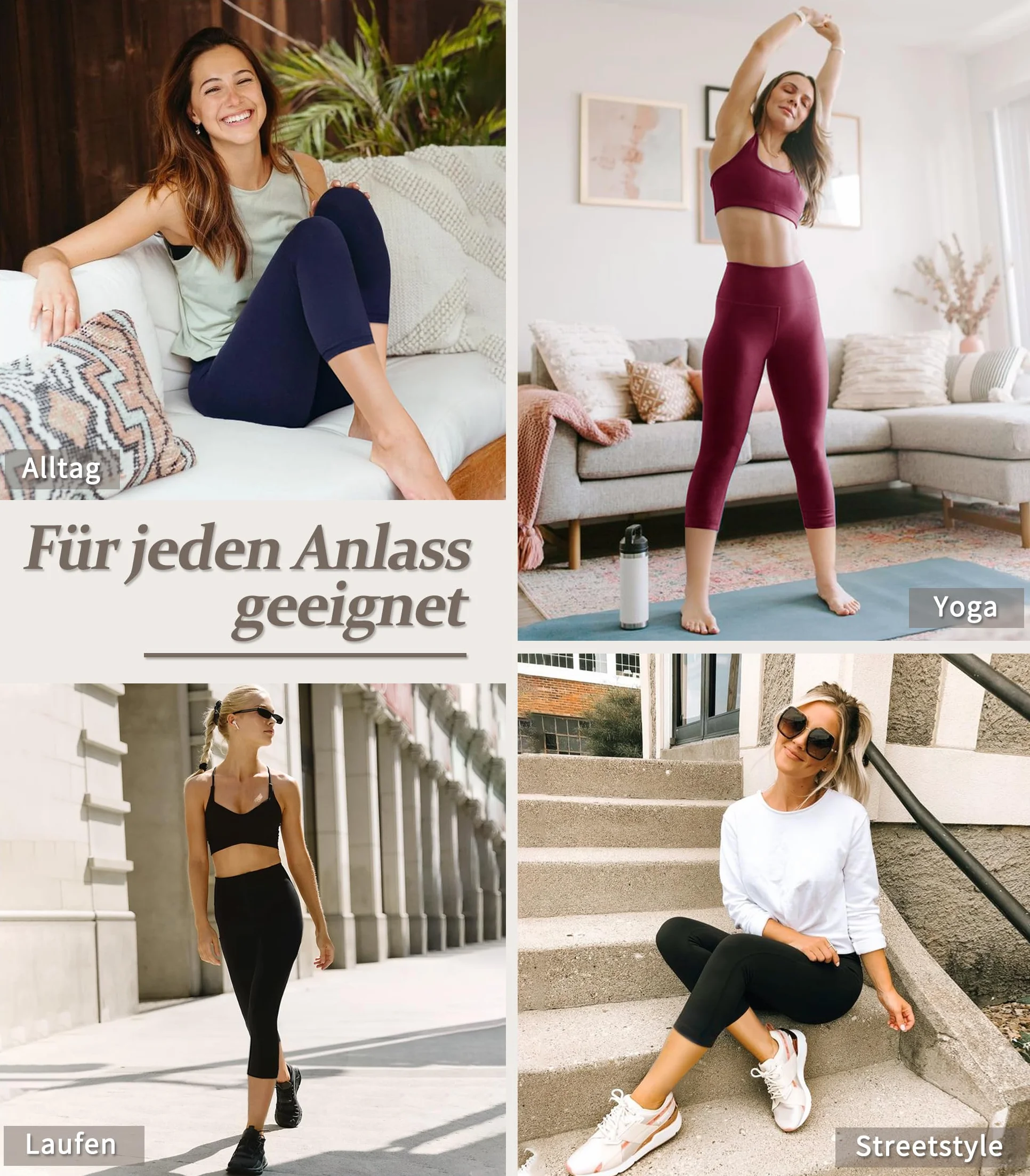 BAYDI Valandy Creamlush Capri legginsy damskie z wysokim stanem, 3/4, do jogi, pilatesu, na czas wolny, na co dzień