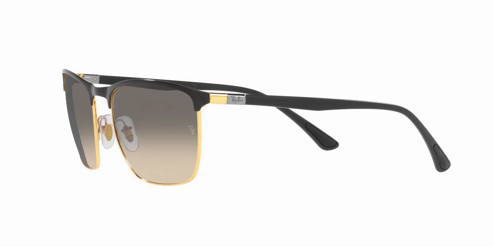 Ray-Ban RB3686 kwadratowe okulary przeciwsłoneczne - 57 mm, Czarny na złotym/przezroczysty gradient szary, 57 mm