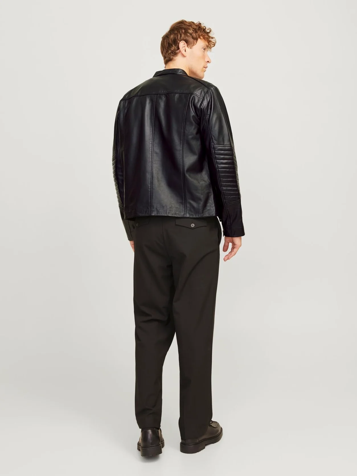 JACK & JONES Jjeliam Lamb Noos-Krótka skórzana kurtka, czarna, XXL męska, Czarny (Black), XXL