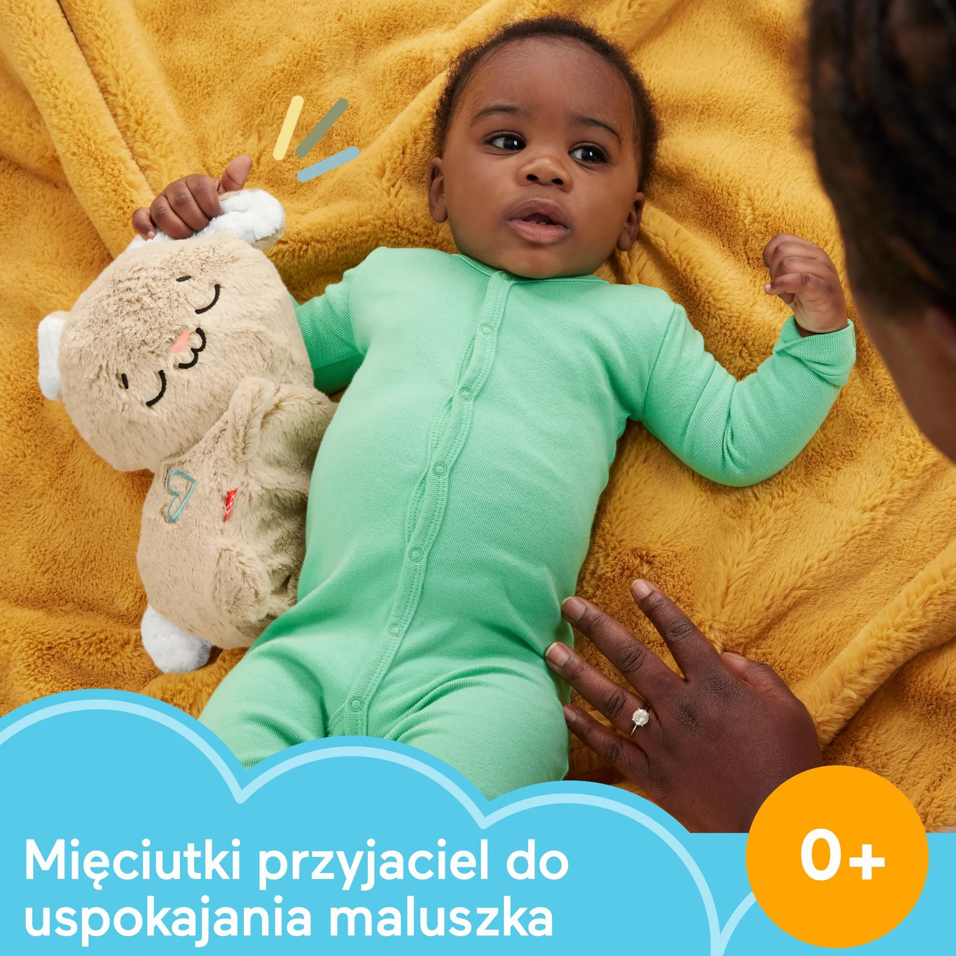 Fisher-Price Śpiący Króliczek Usypiacz Uspokajacz Przenośna przytulanka z muzyką, światełkami i ruchem dla noworodków i niemowląt, HXG97