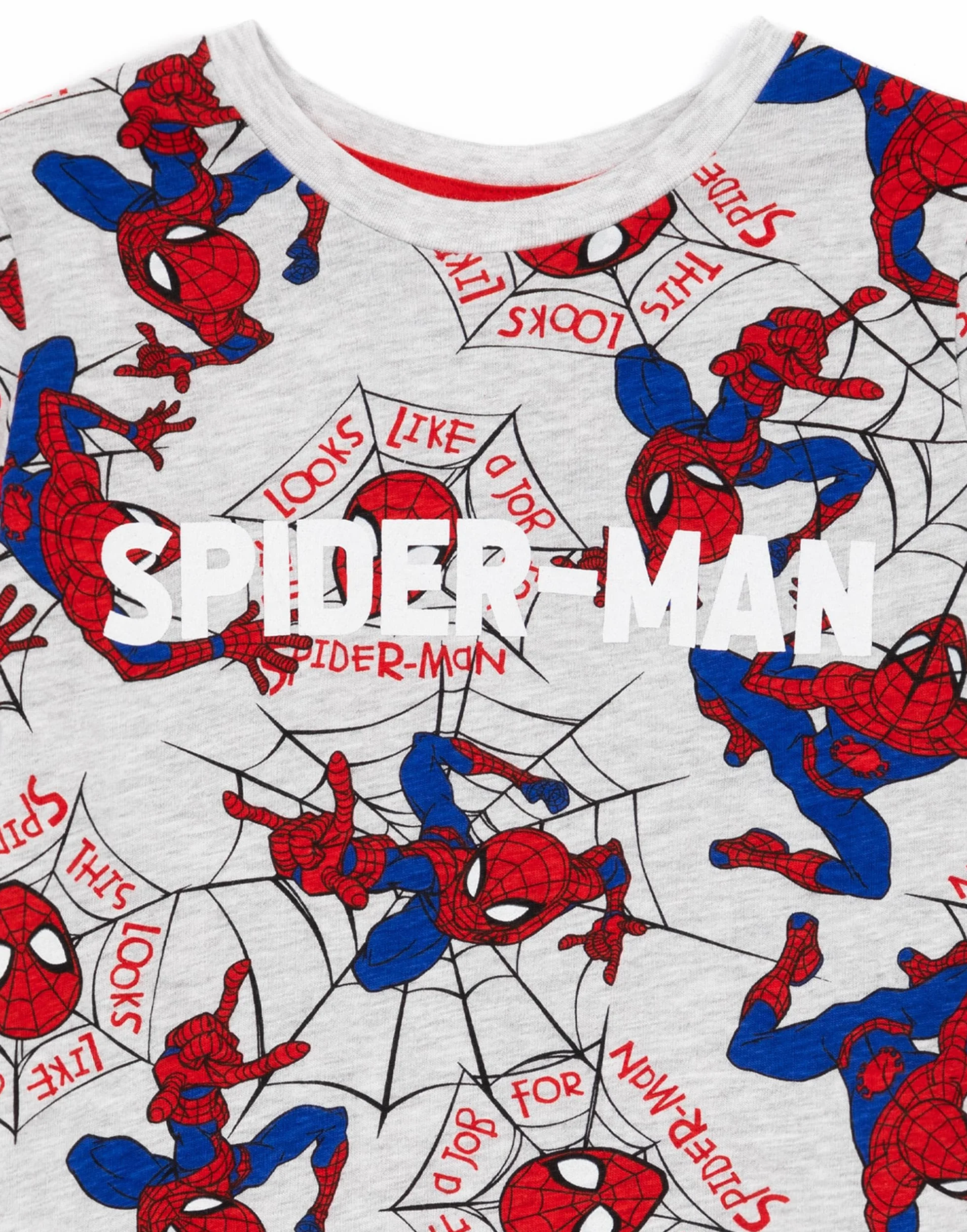 Marvel Spider-Man piżama chłopięca | Szary T-Shirt z krótkim rękawem dla dzieci Superhero Zestaw Pjs | Prezenty z postaciami z komiksów filmowych
