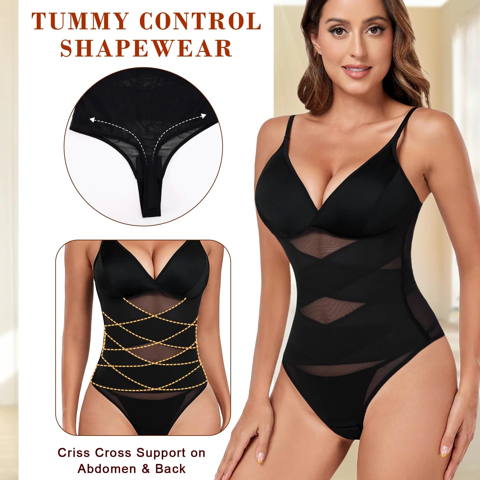 Tuopuda Damskie Body Modelujące Wyszczuplające Brzuch Płaski Brzuch Body Modelujące Ze Stringami Body Wyszczuplające Szykowny Elegancki Pasek Spaghetti Bielizna Top