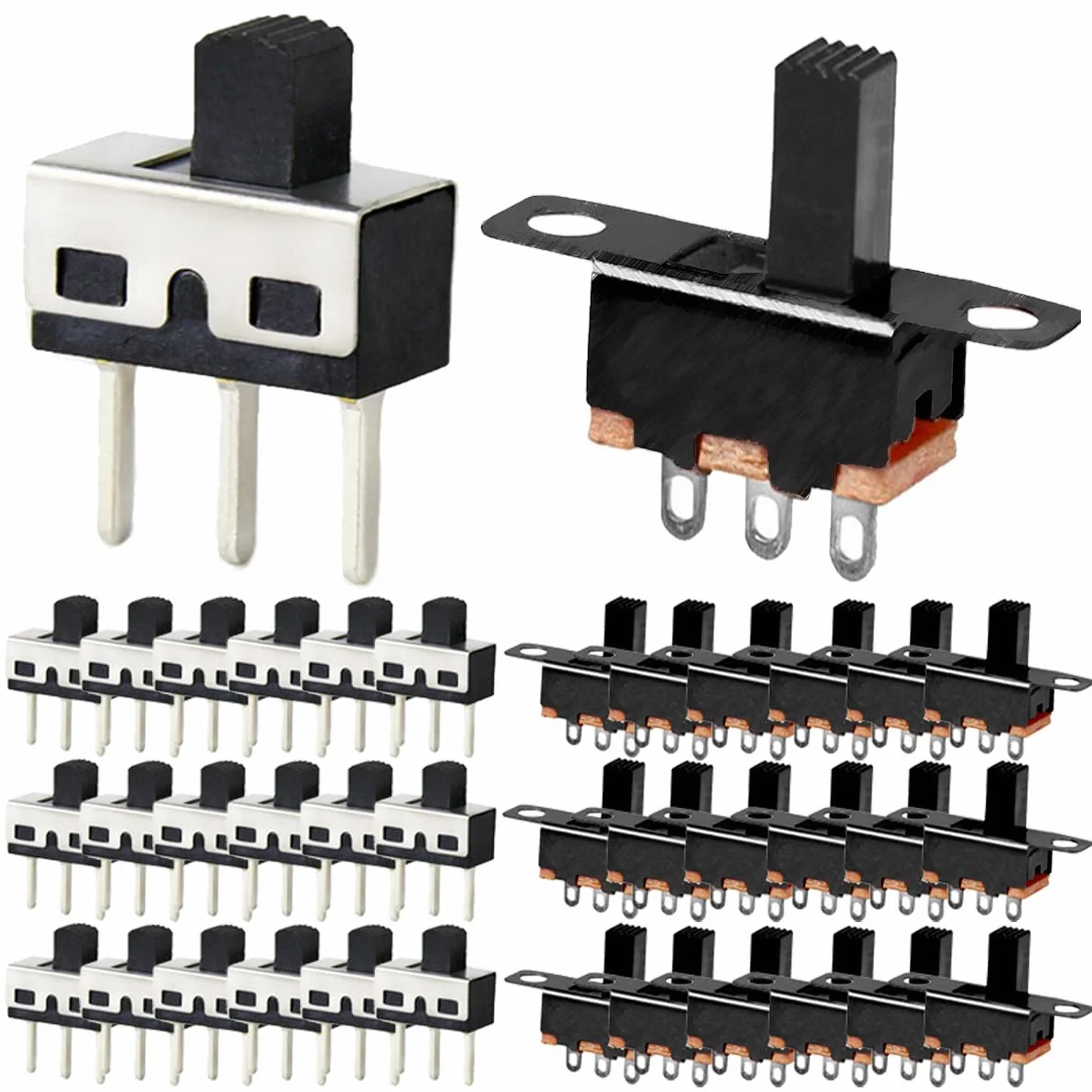 20 sztuk pionowych przełączników przesuwnych z wysokim przyciskiem SPDT 3 piny 2 pozycje 1P2T 5 mm SS12D10 & SS12F15 mikro-mini przełącznik dźwigniowy do montażu na płycie do zabawek/sprzętu