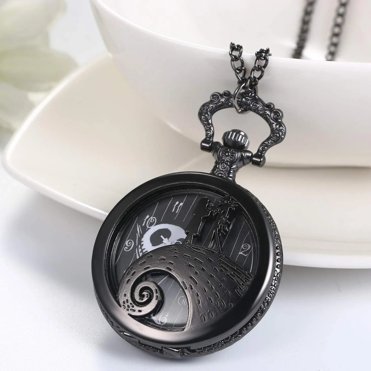 JewelryWe Zegarek kieszonkowy dla pary uroczy duch para numery zegarek kieszonkowy ze stopu dla mężczyzn kobiet