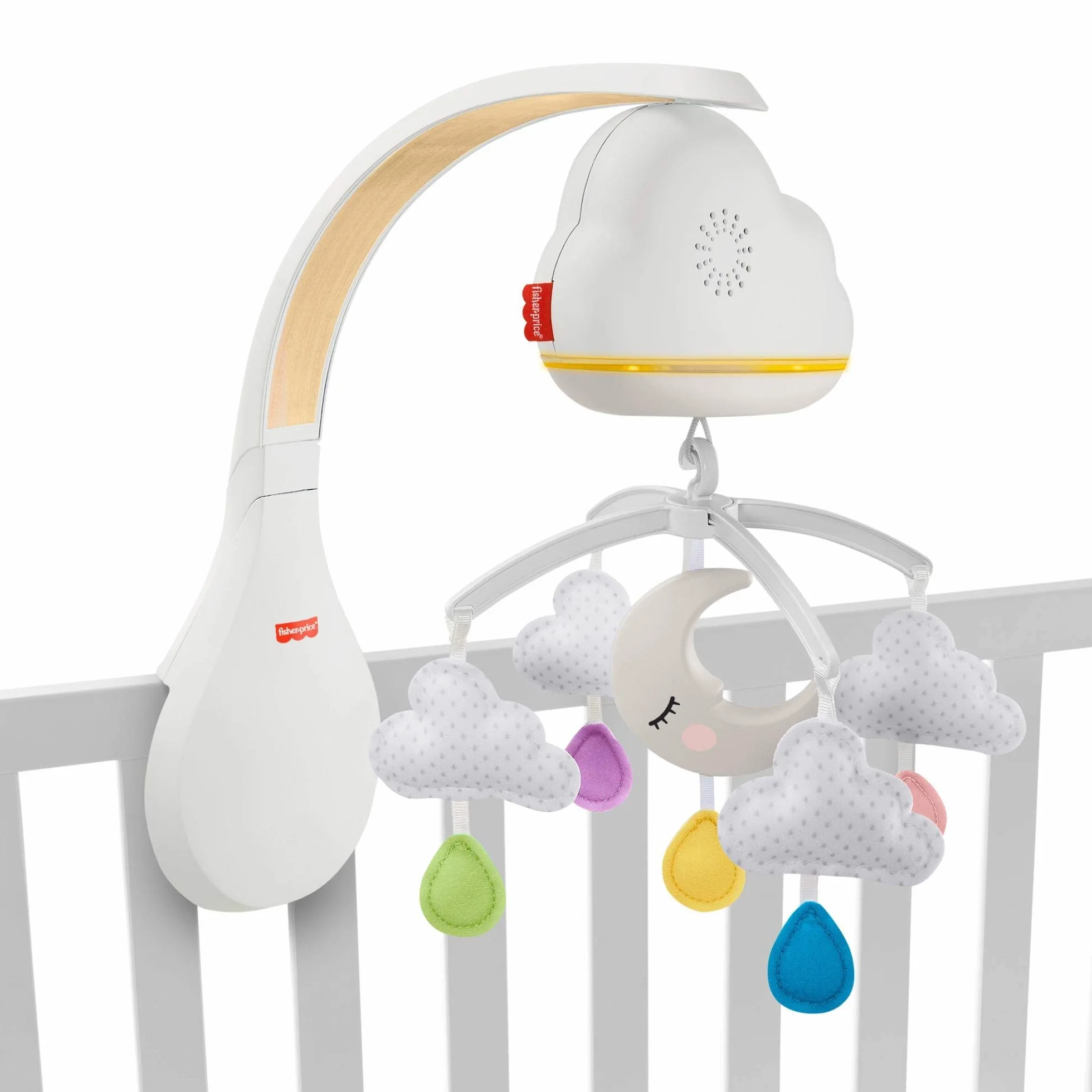 Fisher-Price Chmurkowa karuzelka uspokajacz, zabawka z dźwiękami do łóżeczka dla dzieci od narodzin, GRP99
