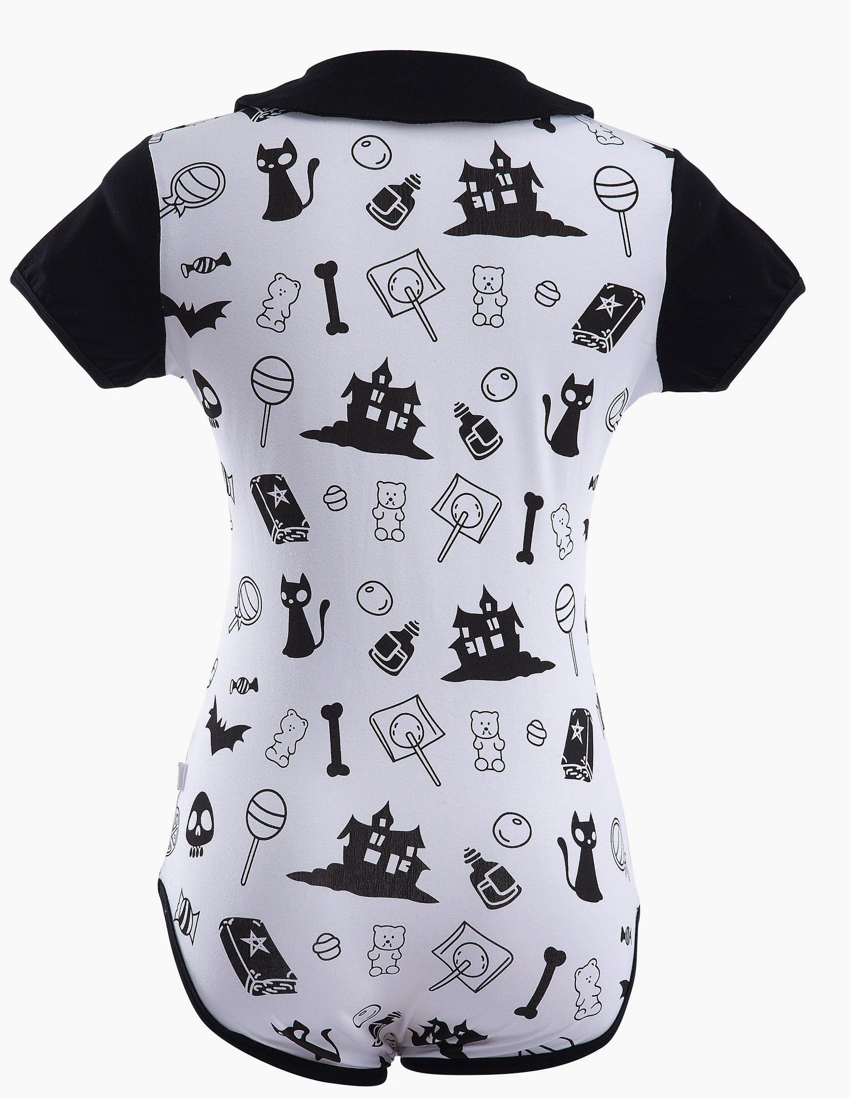 LittleForBig Dorośli Baby miłośnik pieluszek (ABDL) zatrzas w komkroku jednoczęściowy śpioszki-Halloween