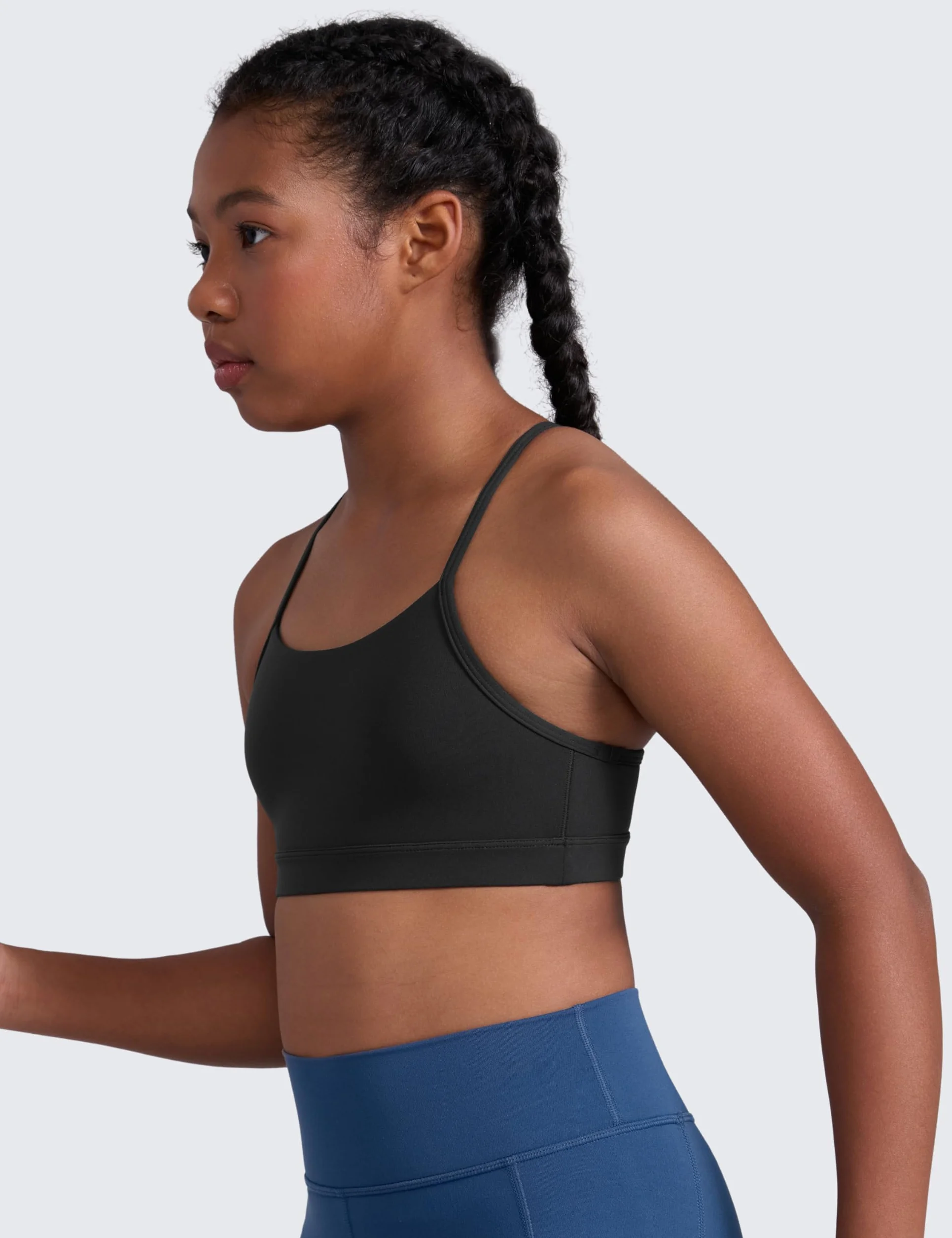 CRZ YOGA Biustonosz sportowy Butterluxe Girls - Spaghetti Strap Y Back Racerback dla nastolatek, dzieci, trening, joga, wygodny, krótki top