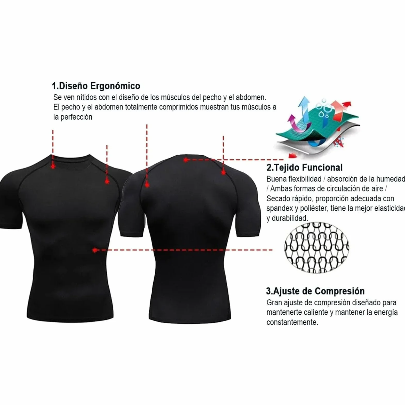 Męskie Koszulki Kompresyjne, Męskie Koszulki Kompresyjne Cool Dry z Krótkim Rękawem T-shirty Sportowe Topy Koszulka Sportowa do ćwiczeń (L)