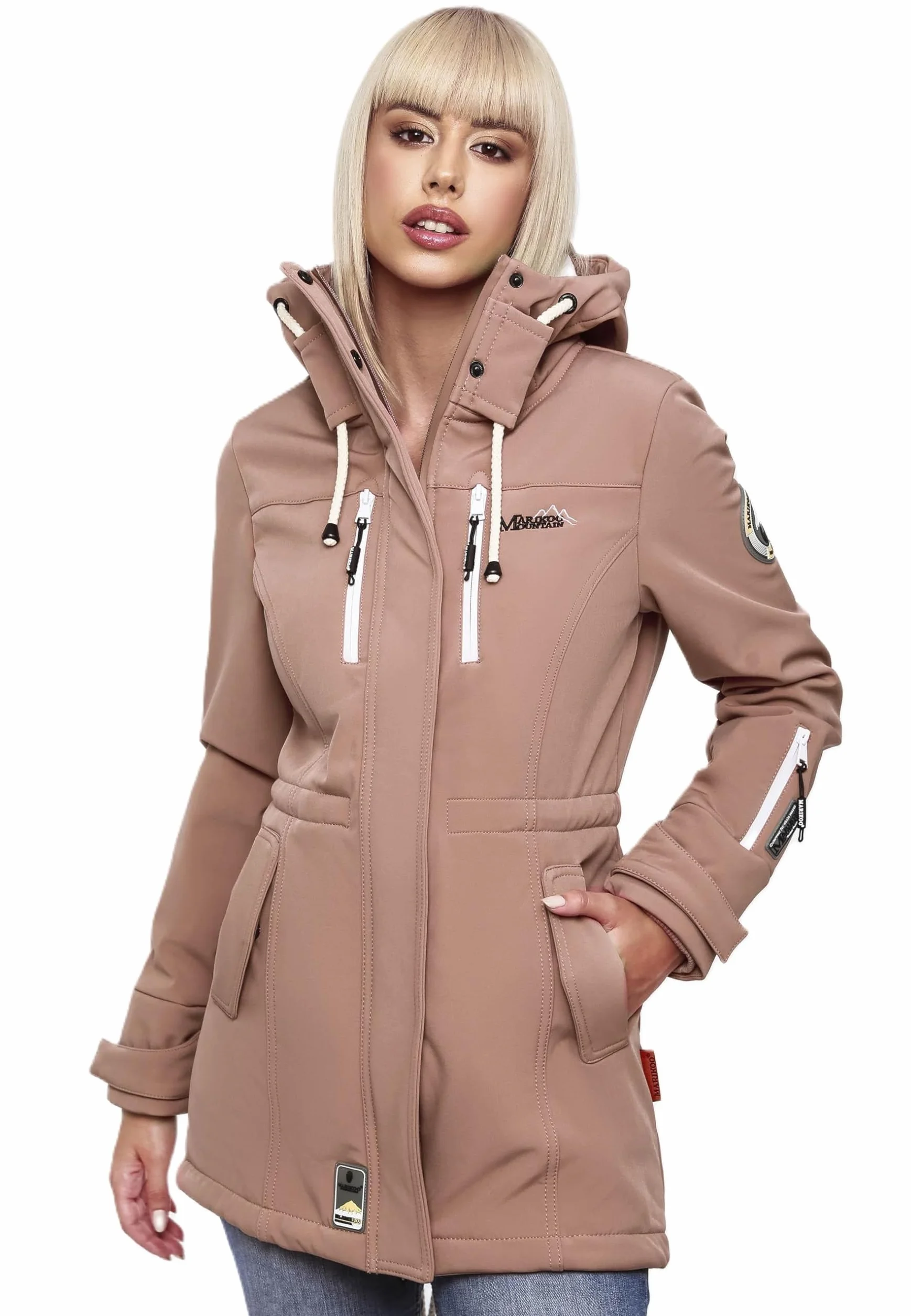 MARIKOO damska kurtka zimowa Softshell B614 wodoodporny