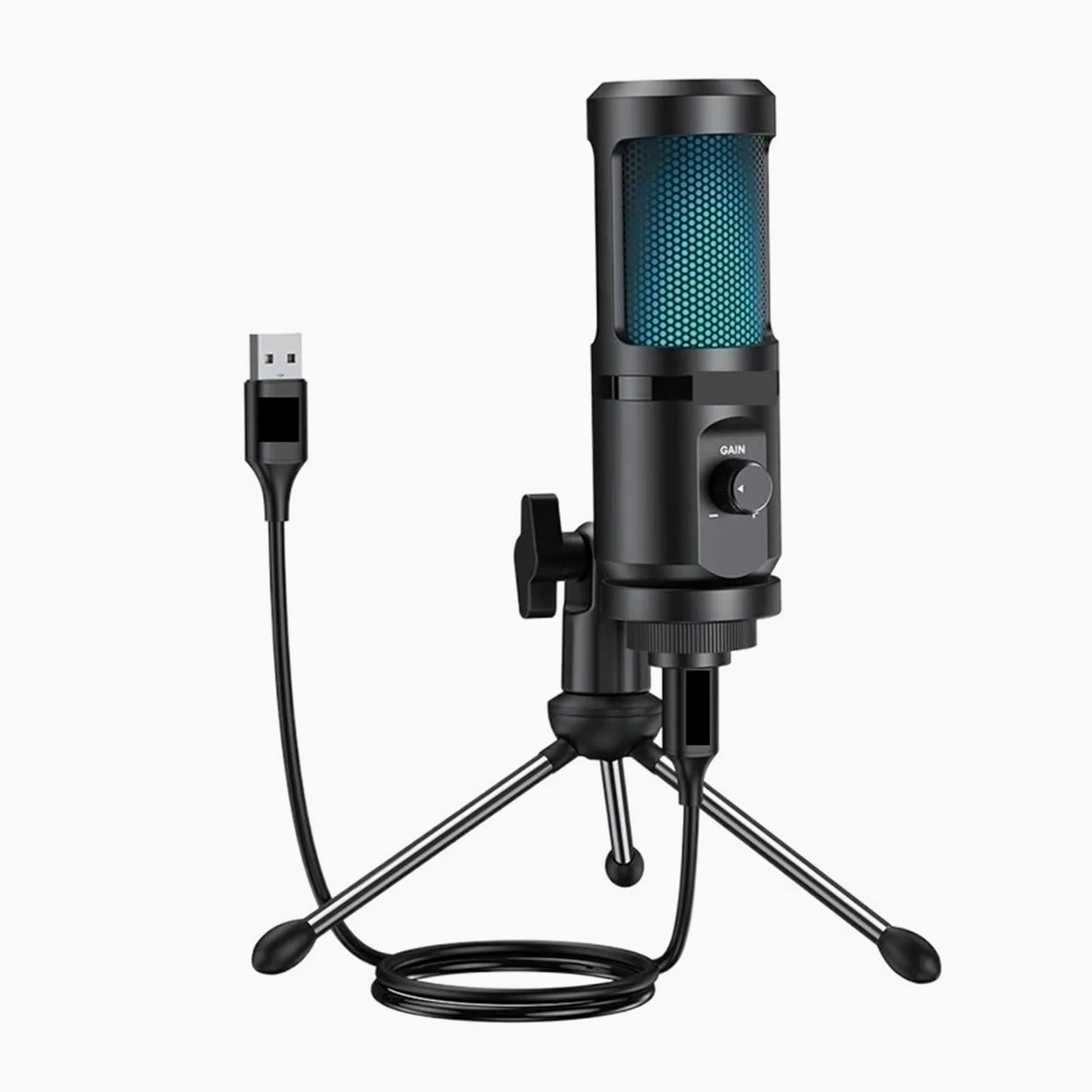 Gaming USB Microphone Desktop Condenser Podcast Microfono Recording Streaming Microphones with Breathing Light