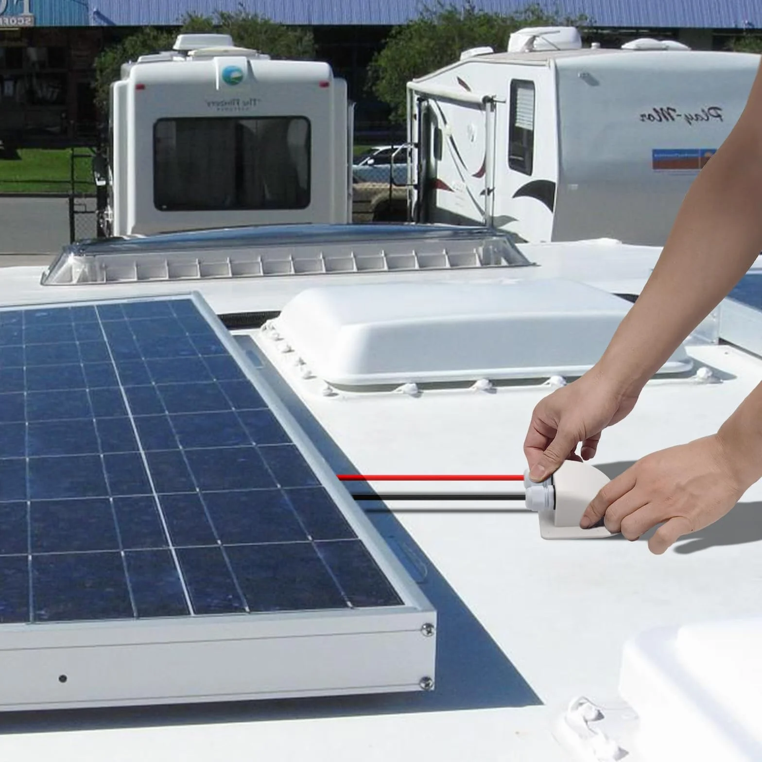 Mbsomnus 2 przepusty kablowe, wodoszczelne IP68, przepust ścienny, przepust dachowy, solarny z tworzywa ABS, podwójna biel, do instalacji solarnych, na kemping, do przyczep kempingowych, kamperów