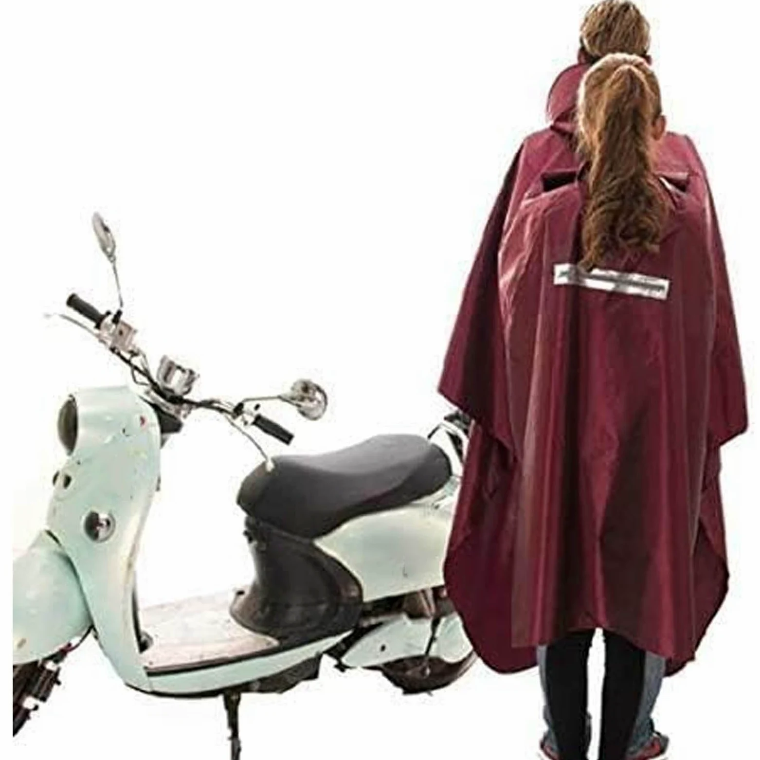 Uniwersalna osłona przeciwsłoneczna na motocykl elektryczny, podwójna kurtka rowerowa/motocykl/ebike/skuter Poncho płaszcz przeciwdeszczowy, peleryna, ponczo, z którego mogą korzystać dwie osoby jedno