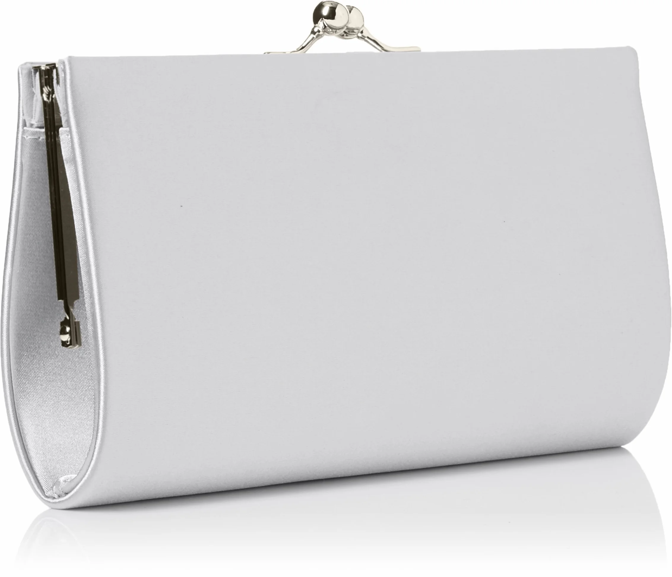 Swanky Swans Mira Satin Classic Frame Bag Clutch srebrny 5.1x12x20.8 cm