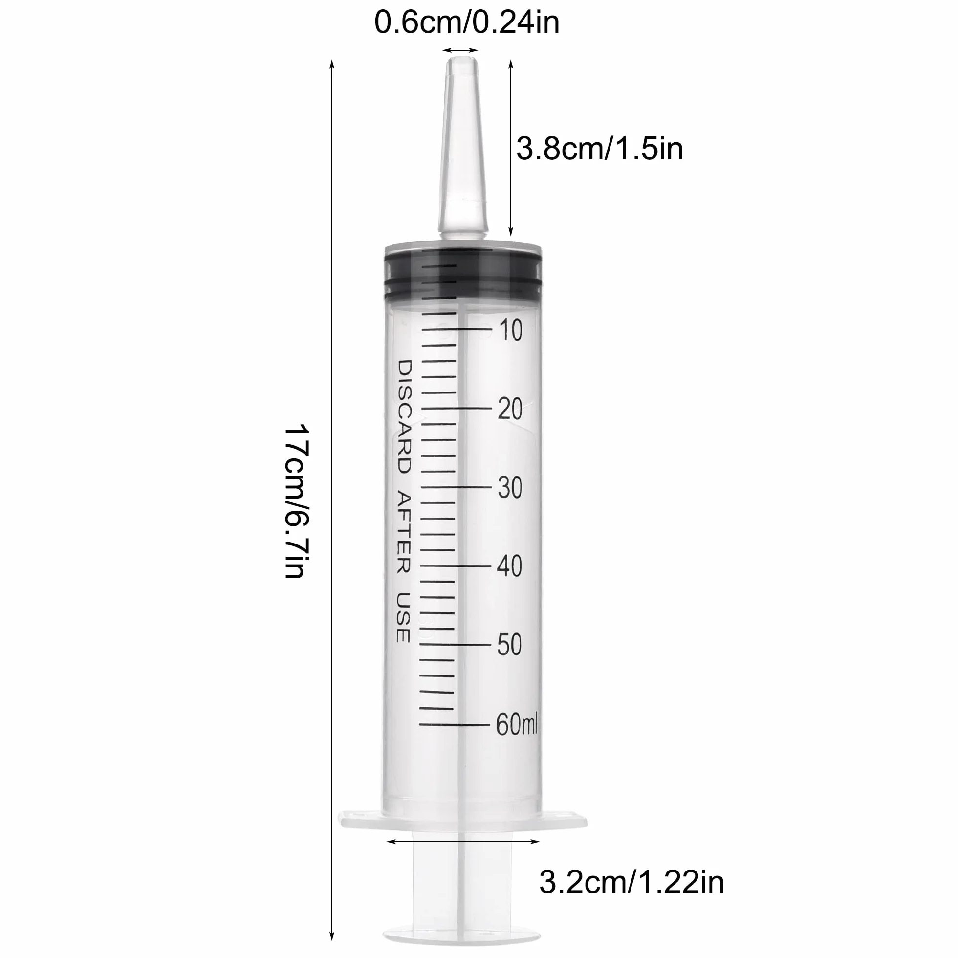 Strzykawki 50 ml (60 ml), 5 sztuk dozującej wielokrotnego użytku, pojedynczo uszczelnione opakowanie, strzykawka, nadaje się do laboratorium, karmienia